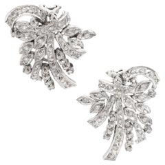 Mid Century diamond platinum earrings