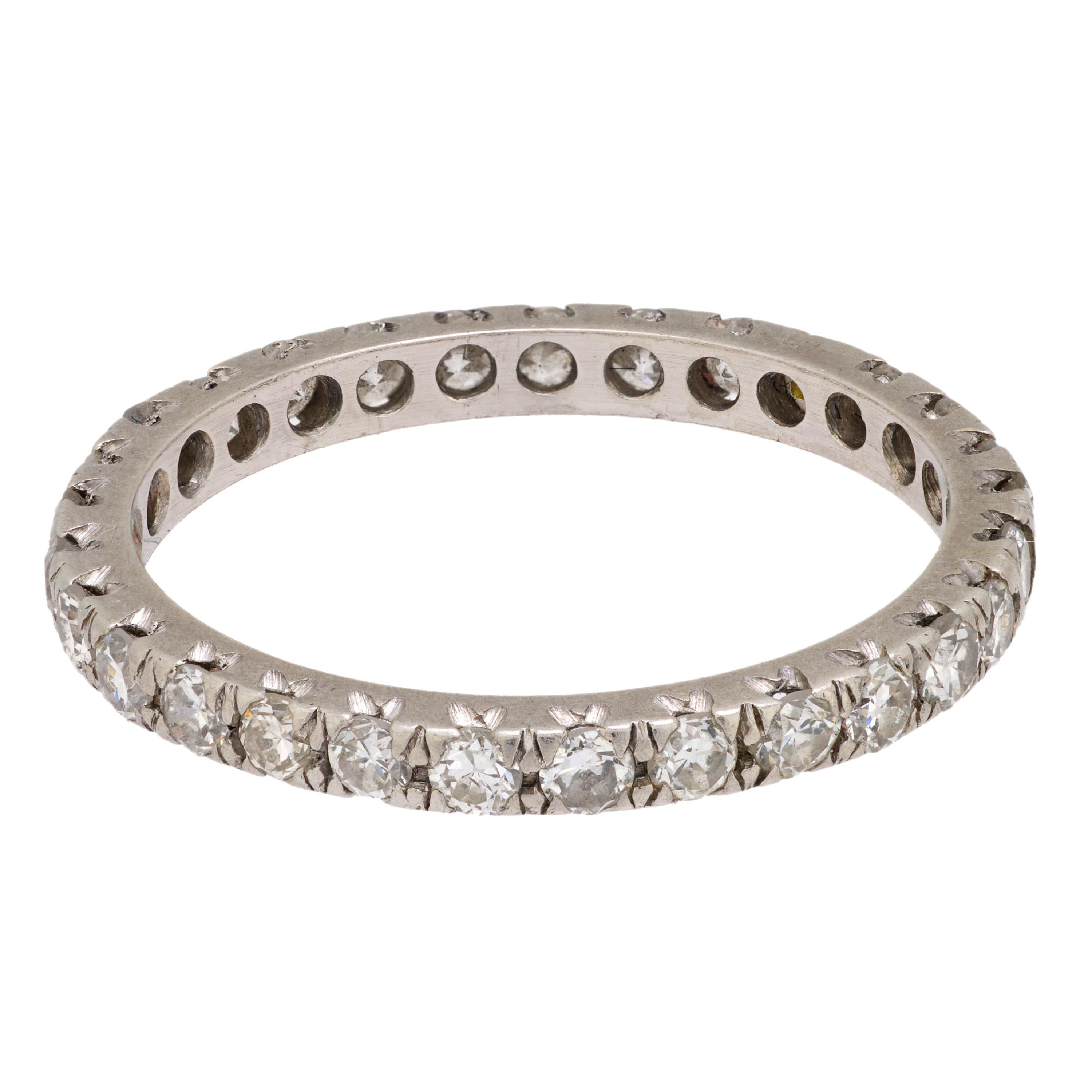Modern Mid Century diamond platinum eternity band For Sale
