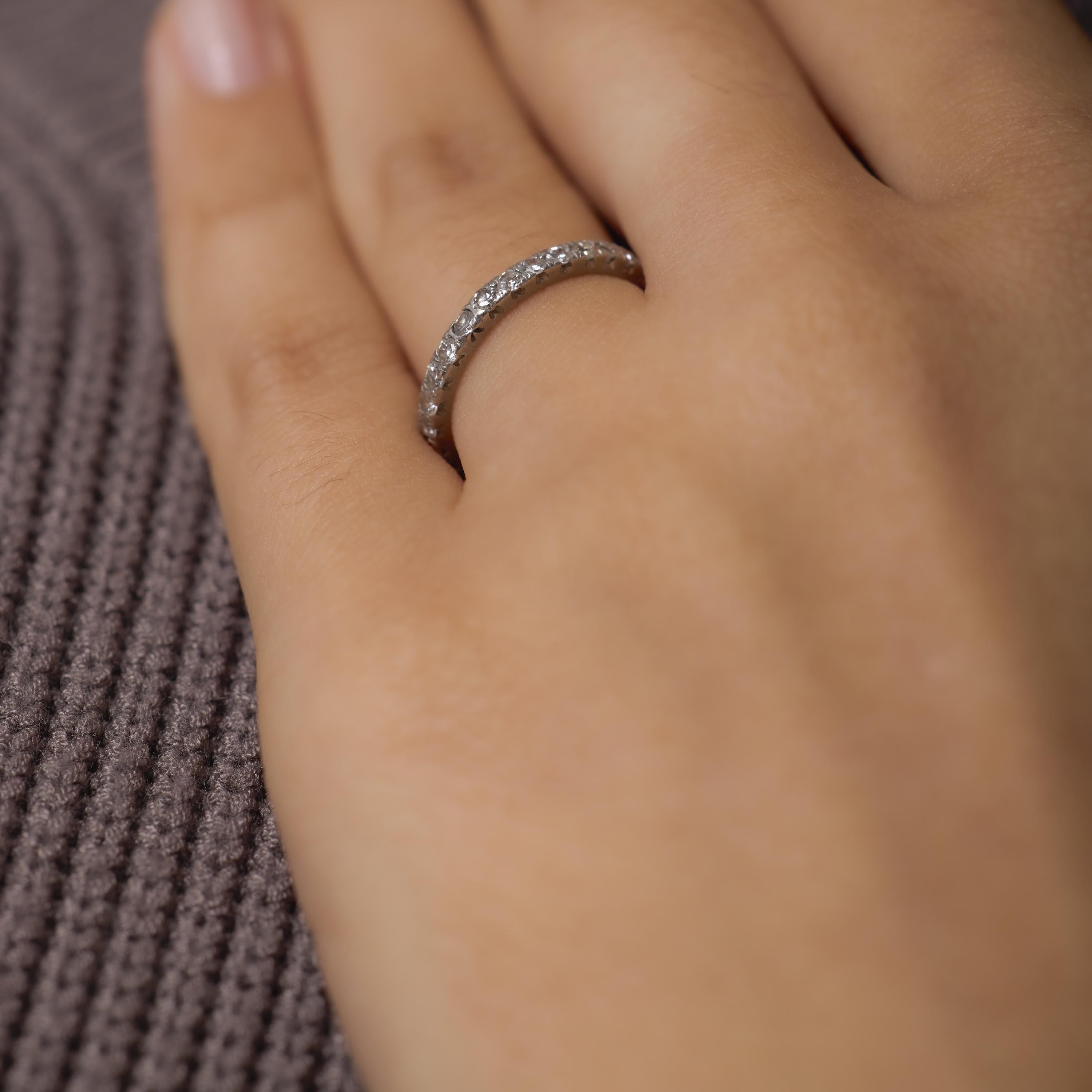 Uncut Mid Century diamond platinum eternity band For Sale