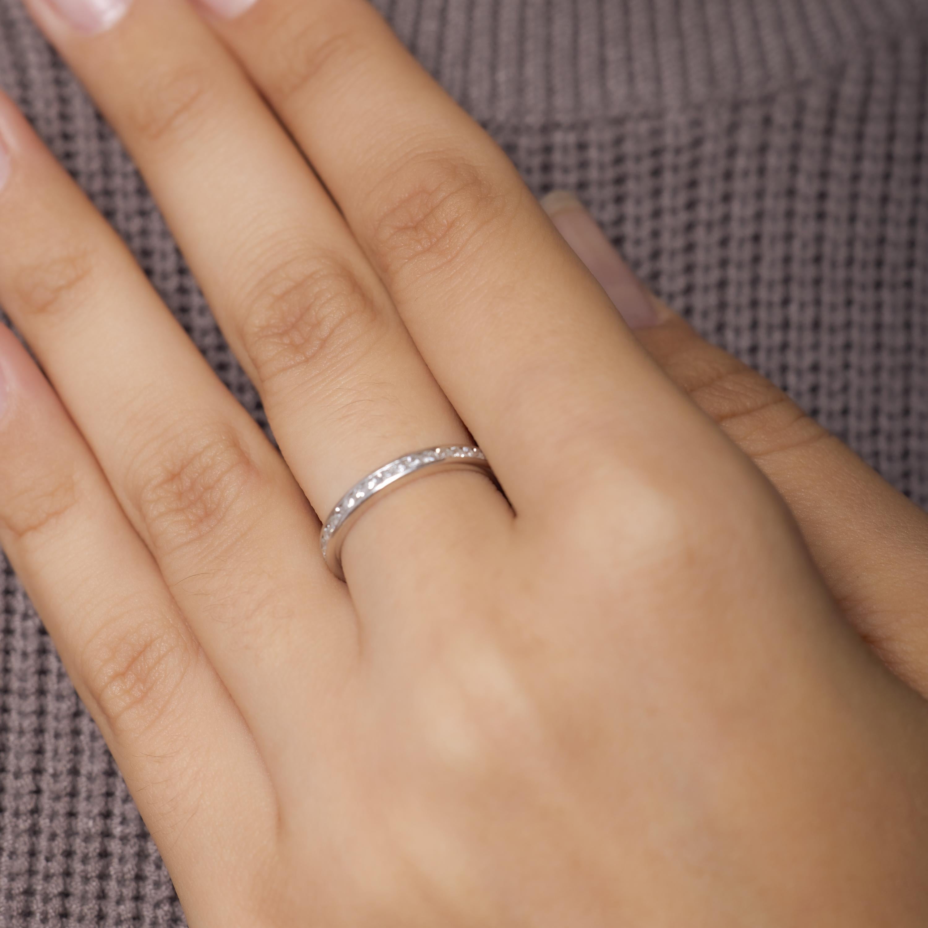 Single Cut Mid Century diamond platinum eternity band For Sale