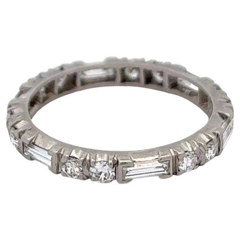 Women's or Men's Midcentury Diamond Platinum Eternity Band