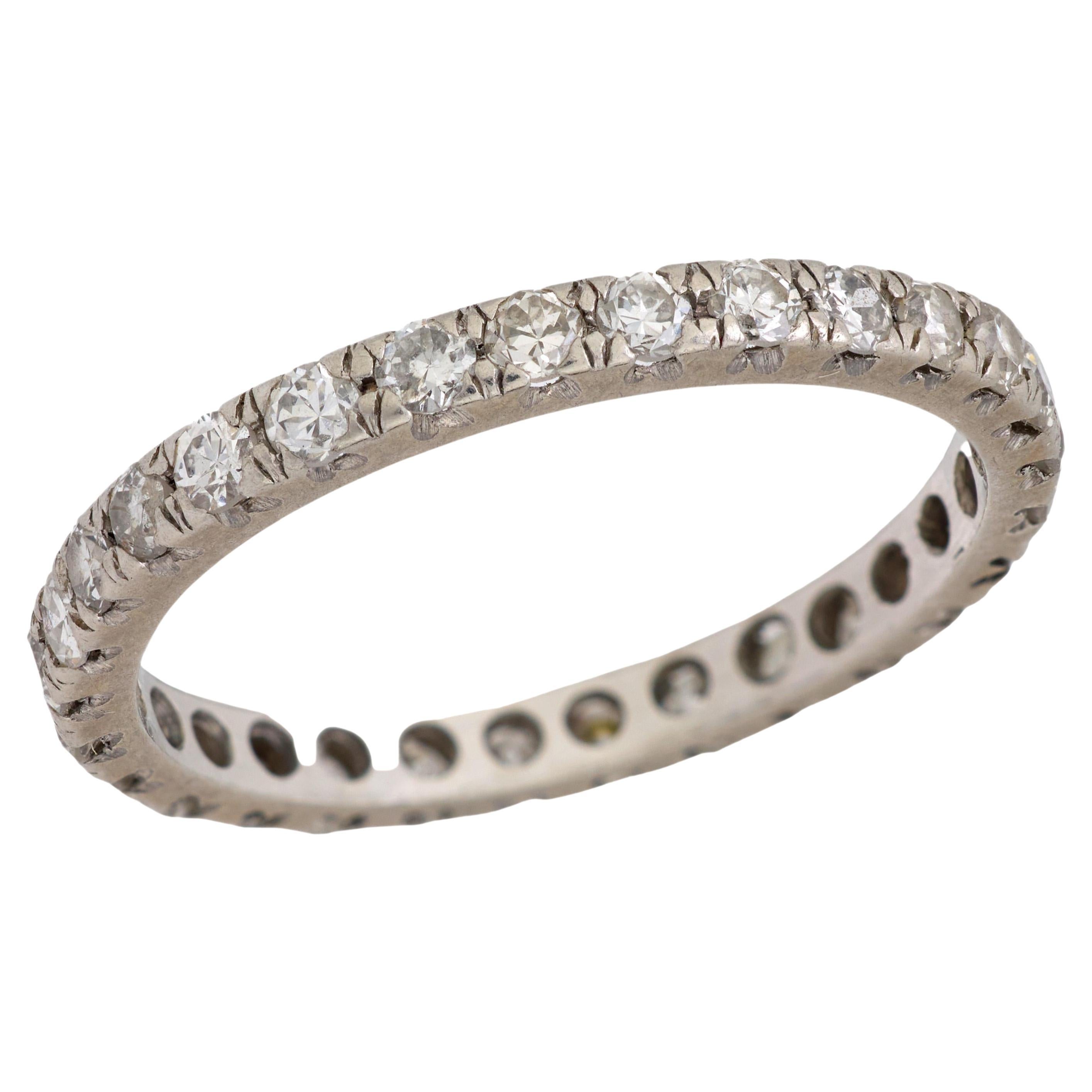 Mid Century diamond platinum eternity band For Sale