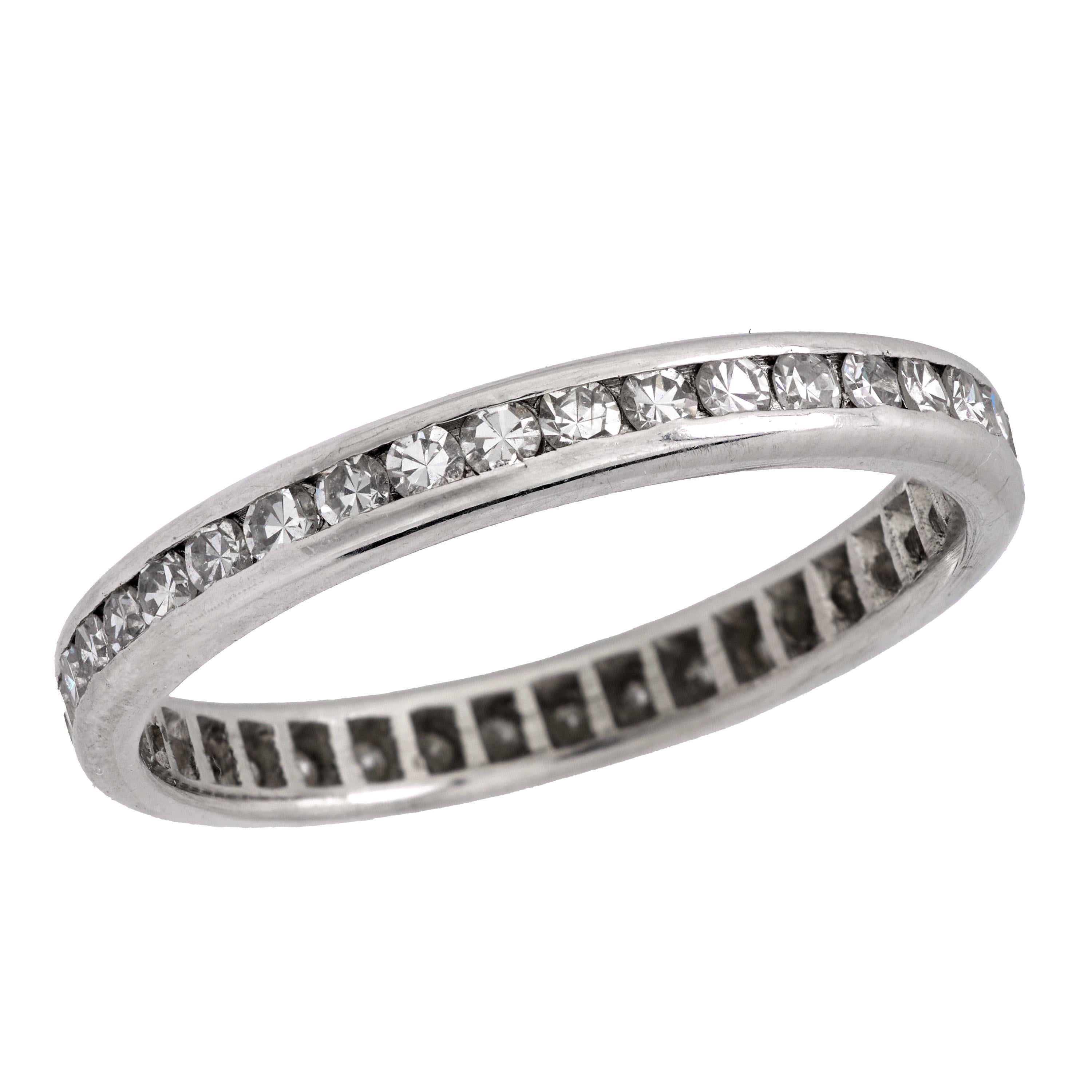 Mid Century diamond platinum eternity band