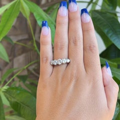 Mid Century 1.70 Carat Diamond Platinum Five Stone Ring