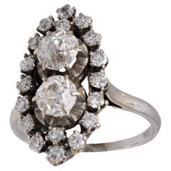 Mid Century diamond platinum navette ring