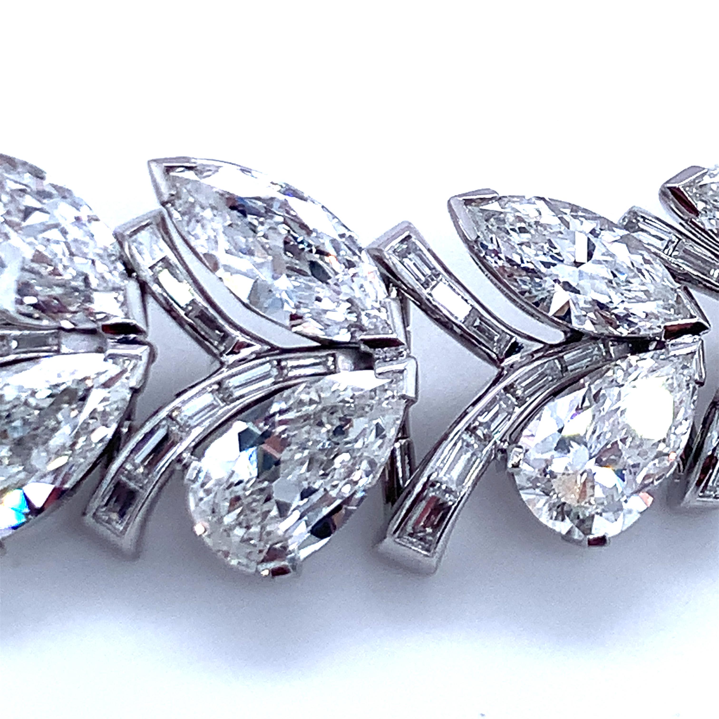 Pear Cut Mid-Century Diamond Platinum Necklace For Sale