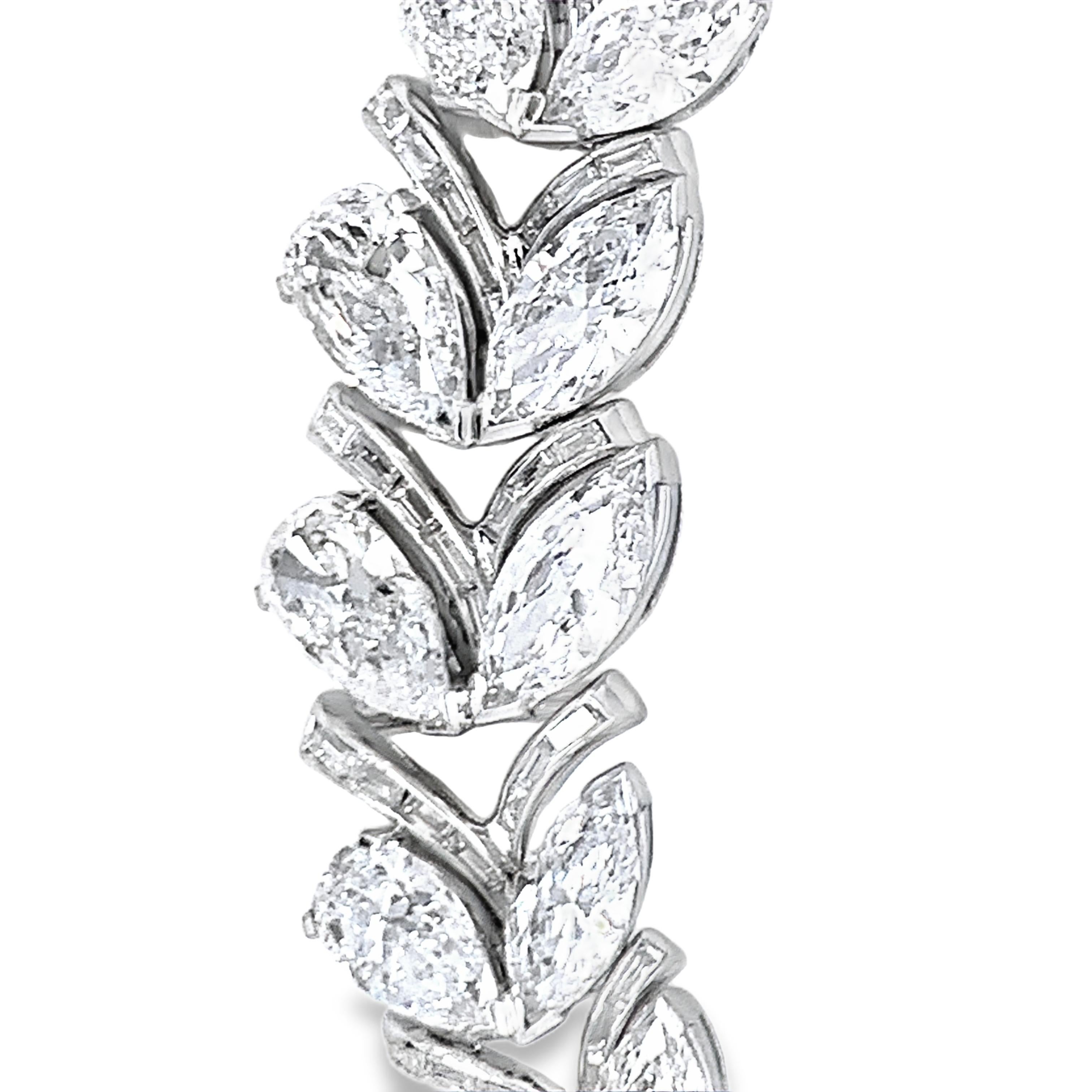 Pear Cut Mid-Century Diamond Platinum Necklace For Sale