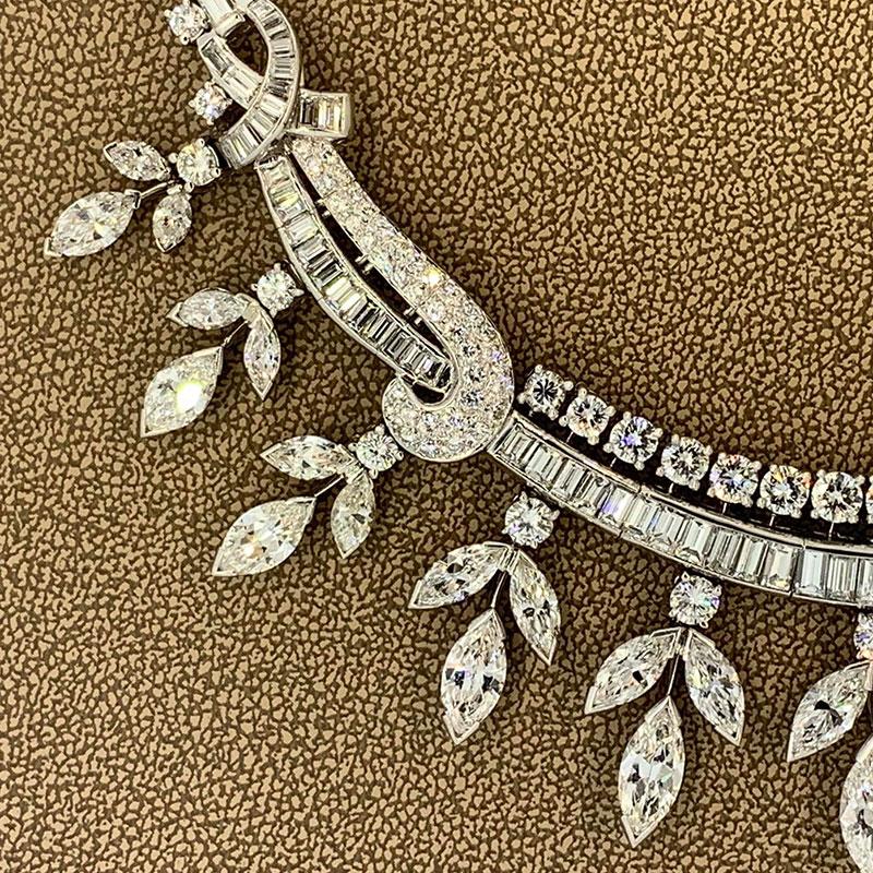 Contemporary Midcentury Diamond Platinum Necklace For Sale