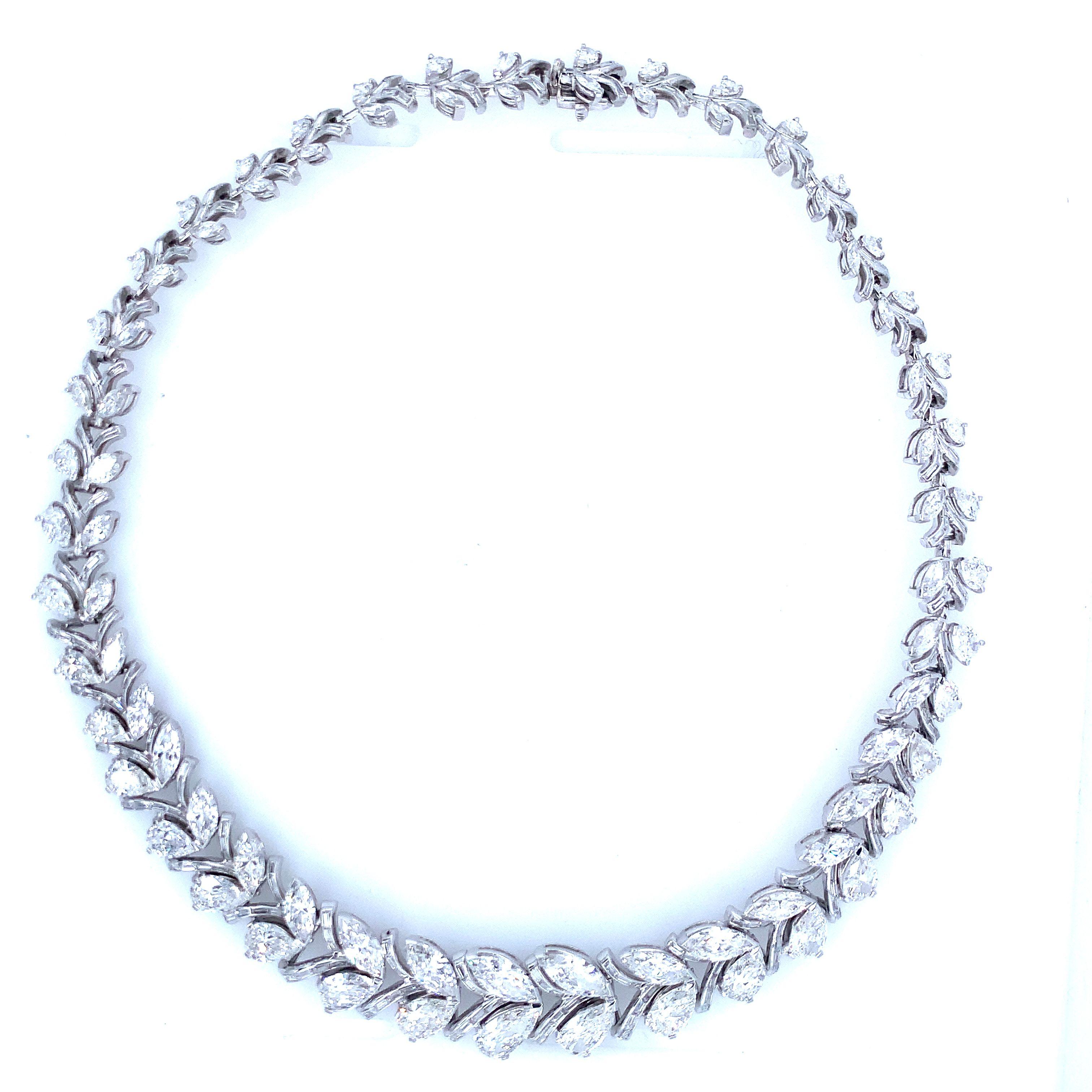 Women's Mid-Century Diamond Platinum Necklace For Sale
