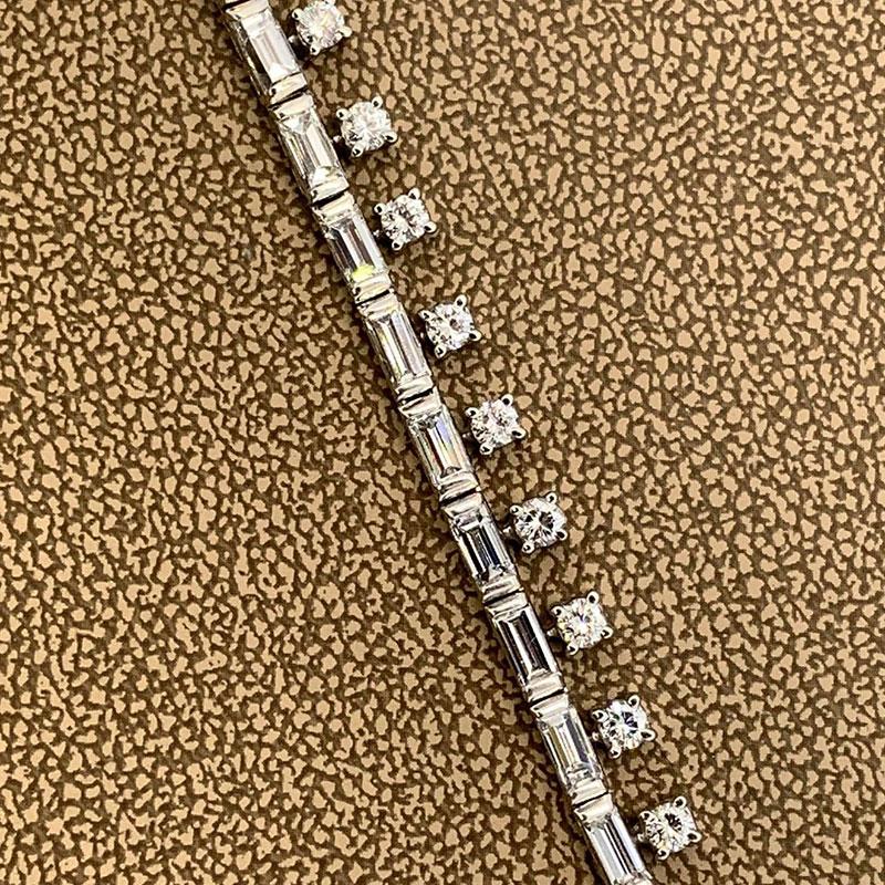 Midcentury Diamond Platinum Necklace In Excellent Condition For Sale In Beverly Hills, CA