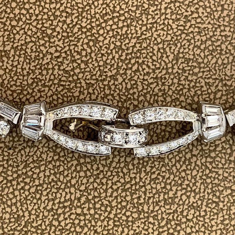 Women's Midcentury Diamond Platinum Necklace For Sale