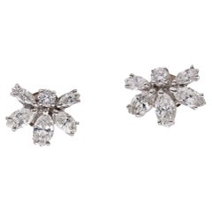 Diamant-Platin-Ohrstecker aus der Mitte des Jahrhunderts