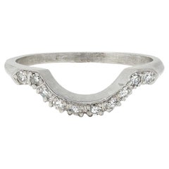 Mid-Century Diamond Platinum Vintage Contour Wedding Band Ring