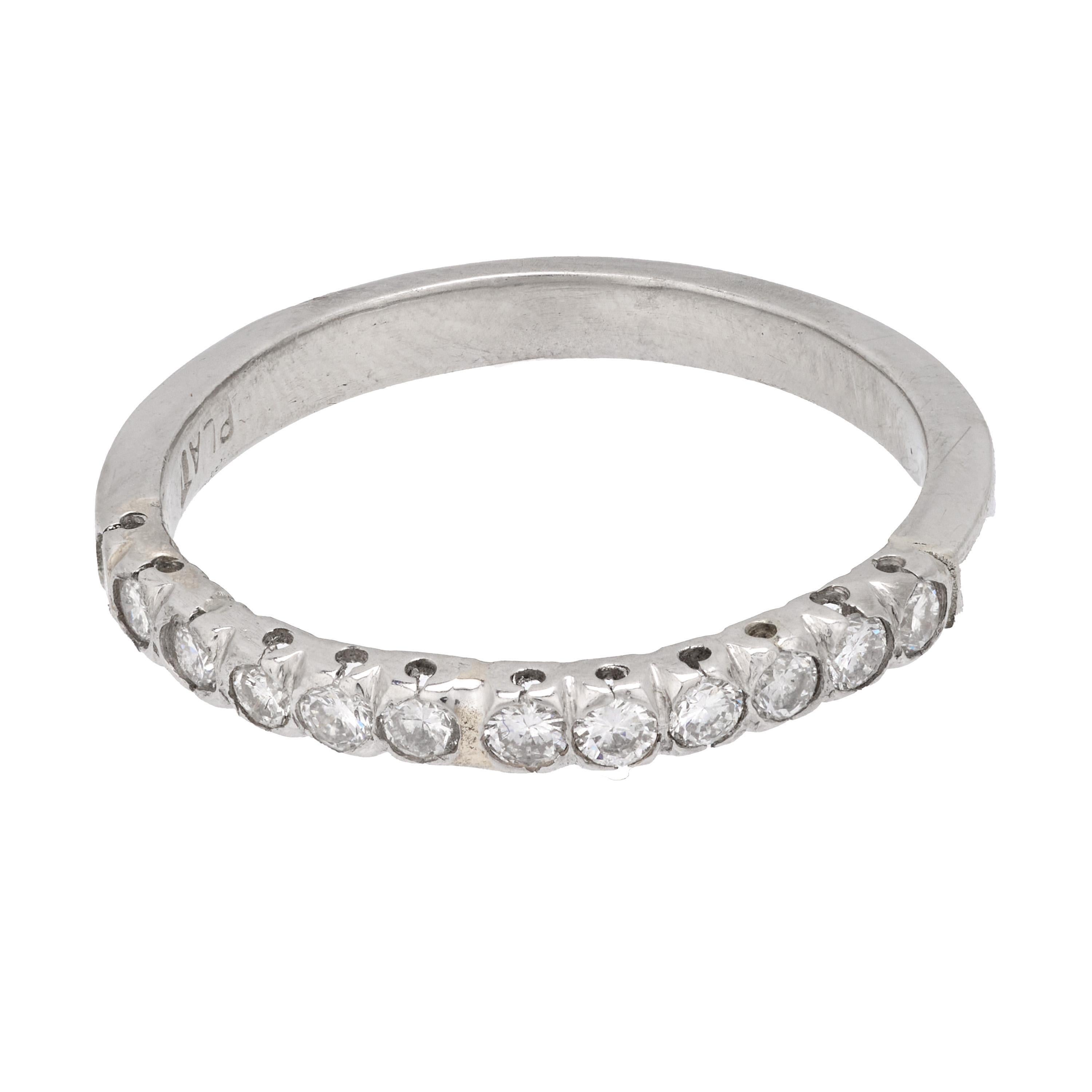 Modern Mid Century diamond platinum wedding band For Sale