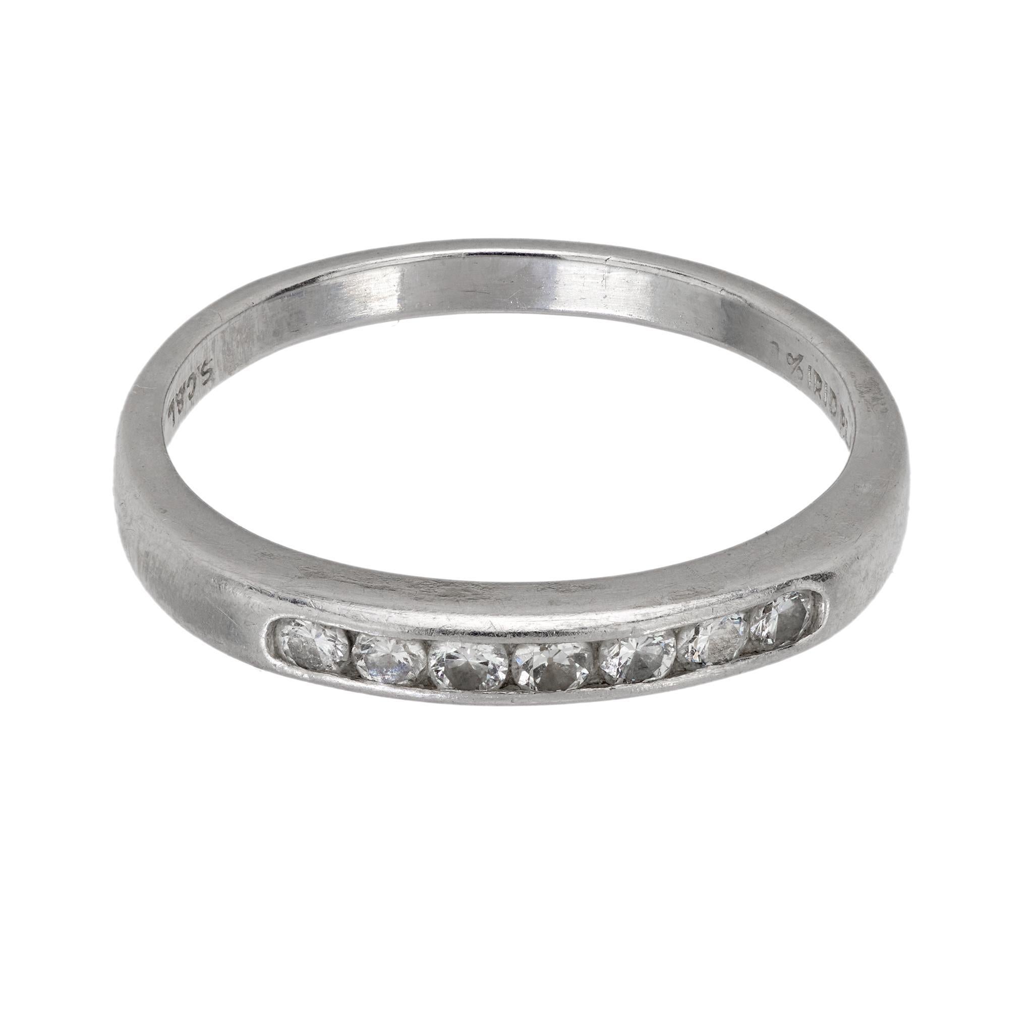 Diamant-Platin-Trauring aus der Mitte des Jahrhunderts (Alteuropäischer Schliff) im Angebot