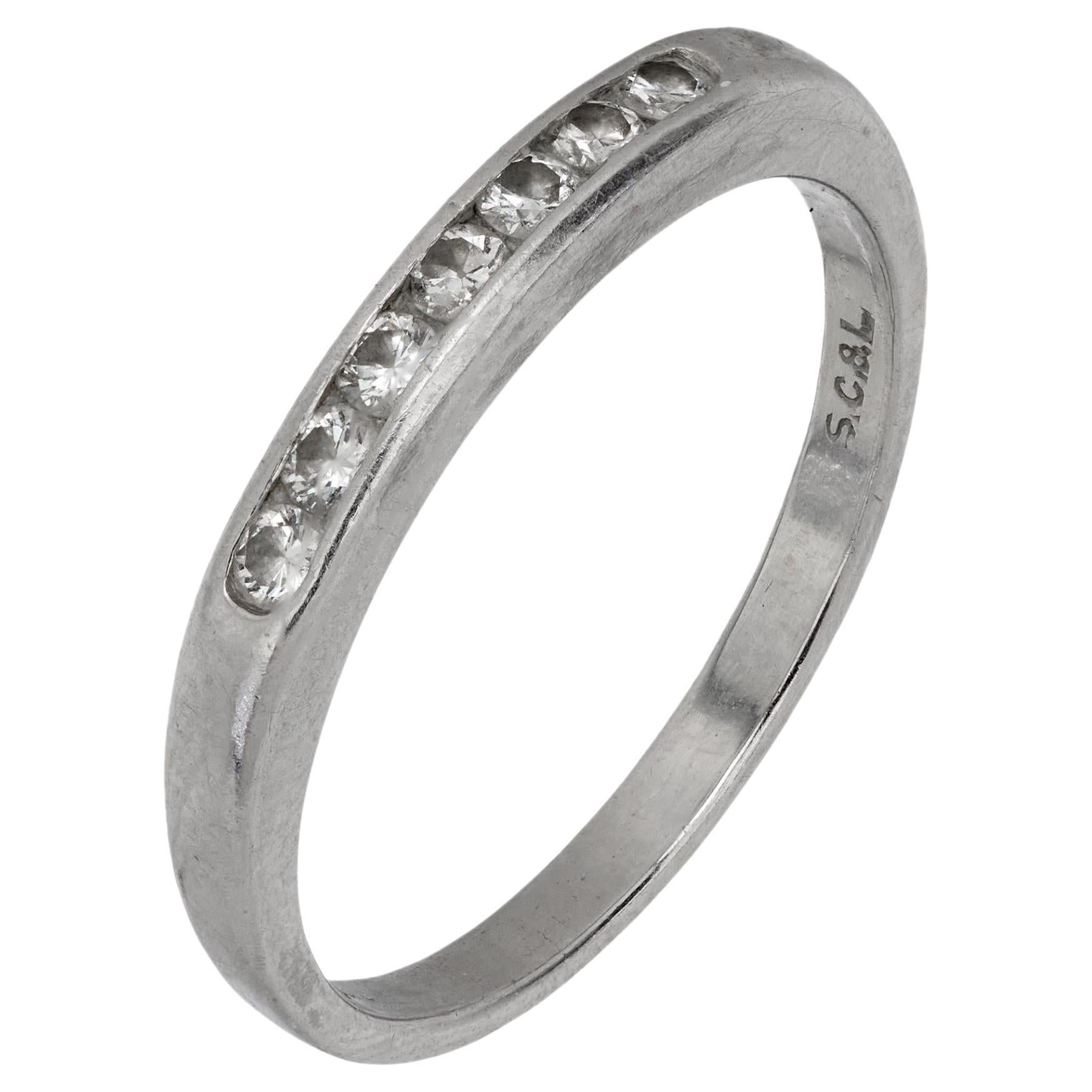 Mid Century diamond platinum wedding band