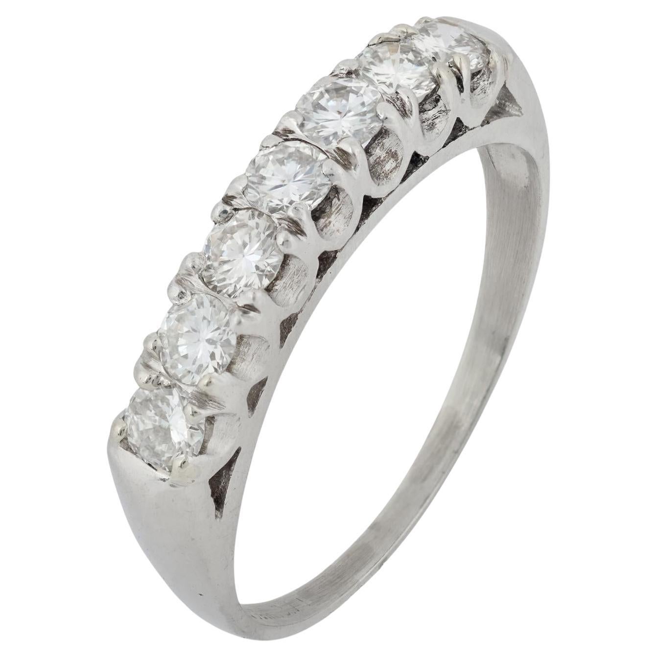 Fede nuziale in platino con diamante del Mid Century