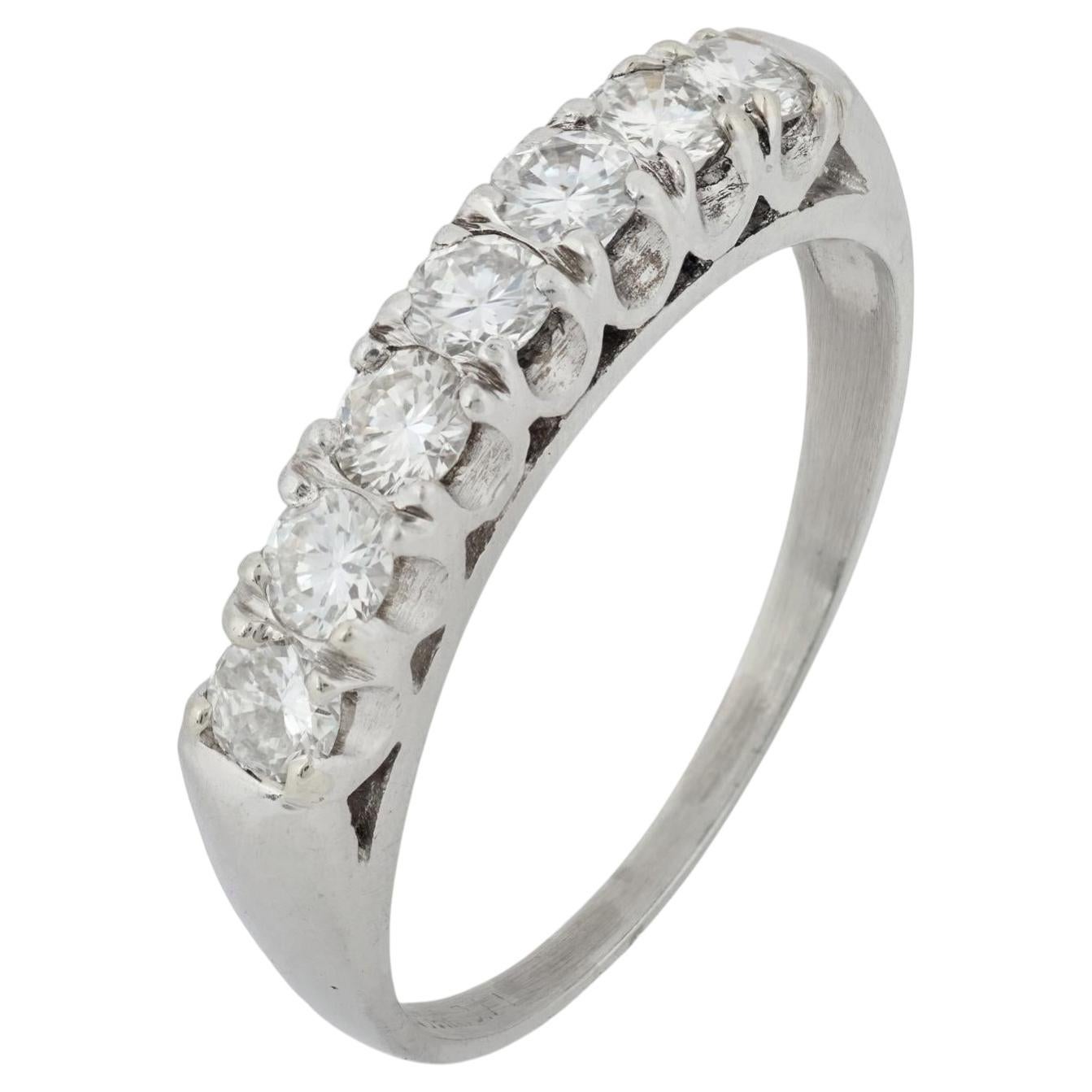 Mid Century diamond platinum wedding band