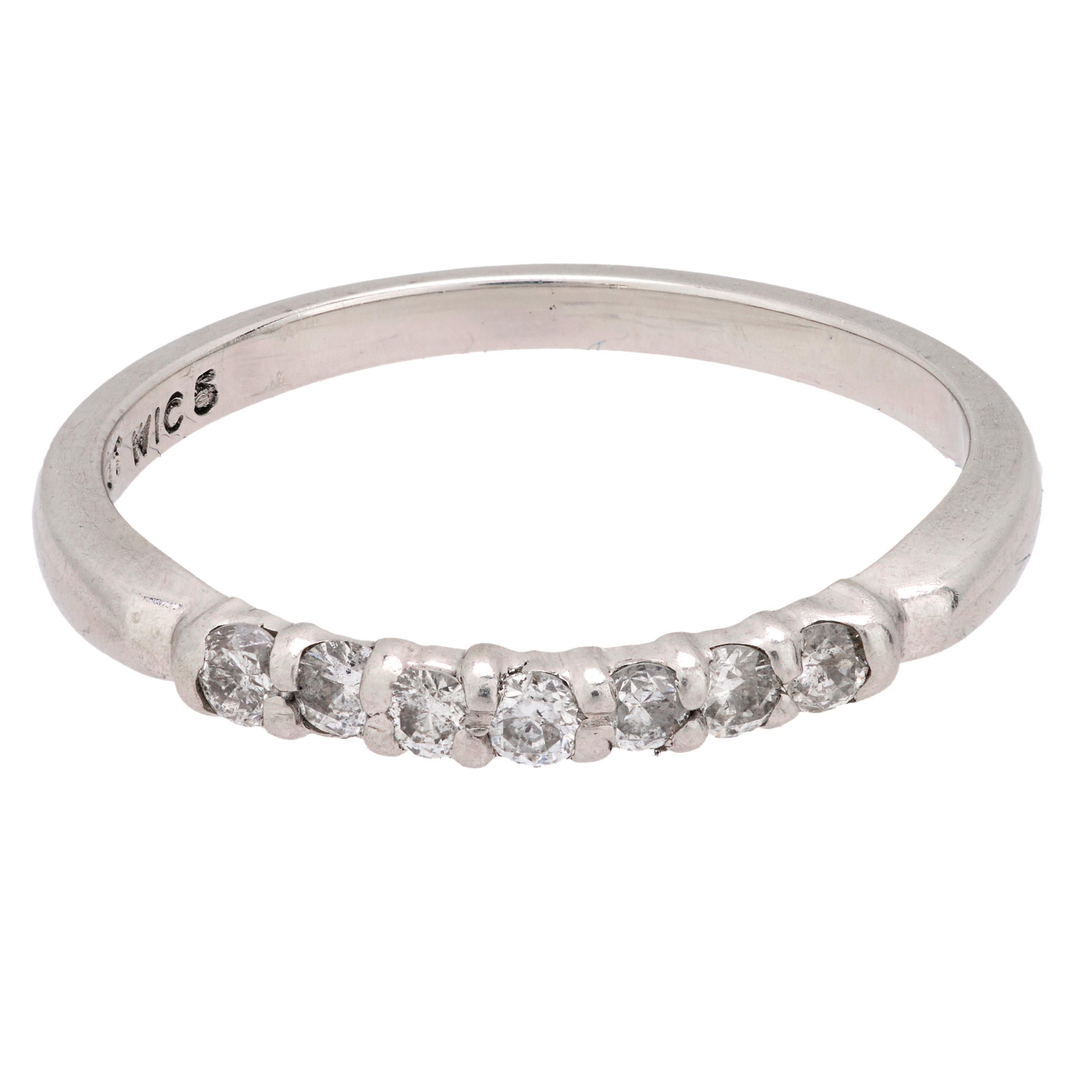 Modern Mid Century diamond platinum wedding ring For Sale