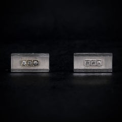 Mid-Century Diamond Rectangular Cufflinks White Gold Portuguese 1950s–1960s