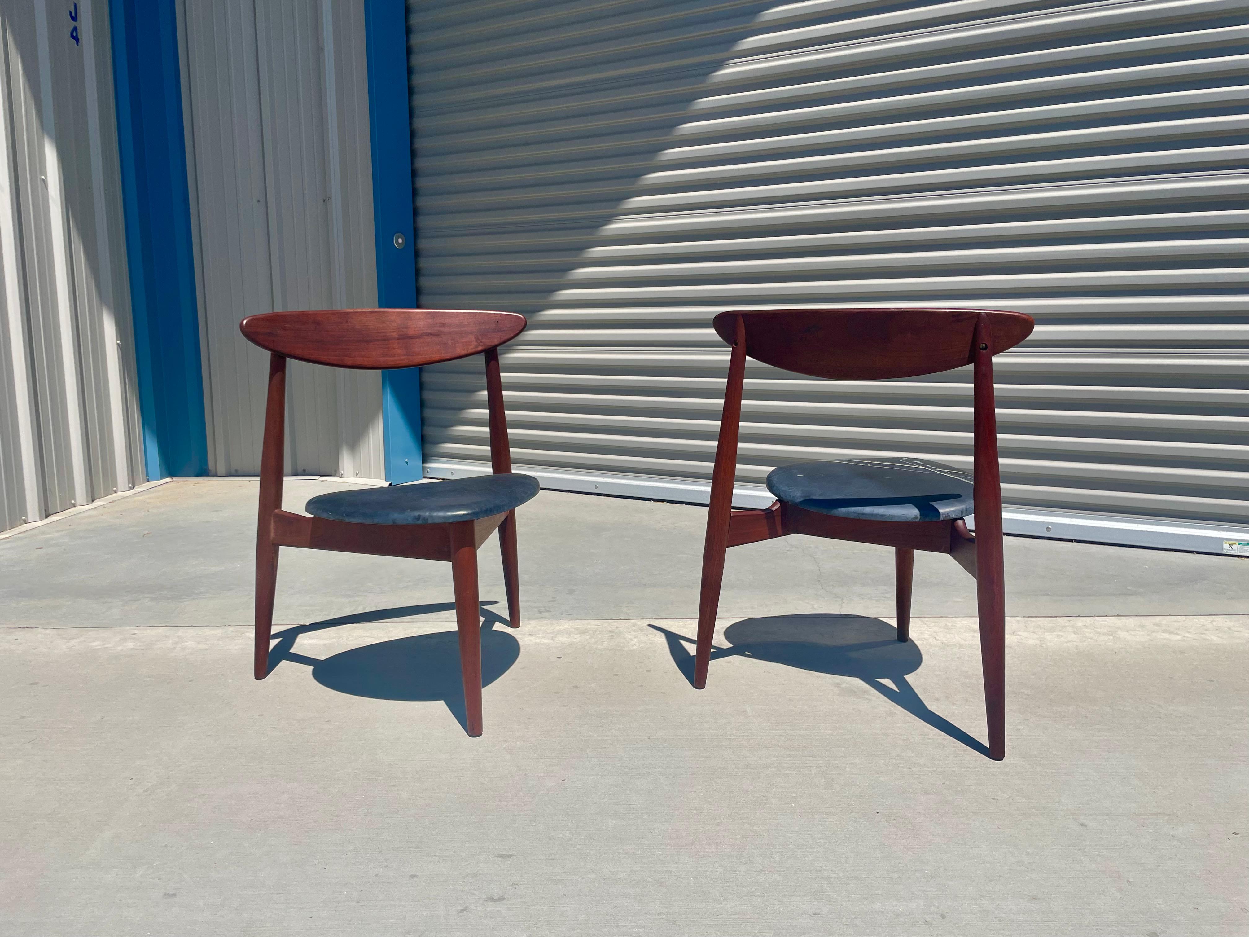 Faux Leather Midcentury Diamond Shape Chairs For Sale