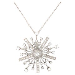 Mid-Century Diamond Snowflake Platinum Pendant