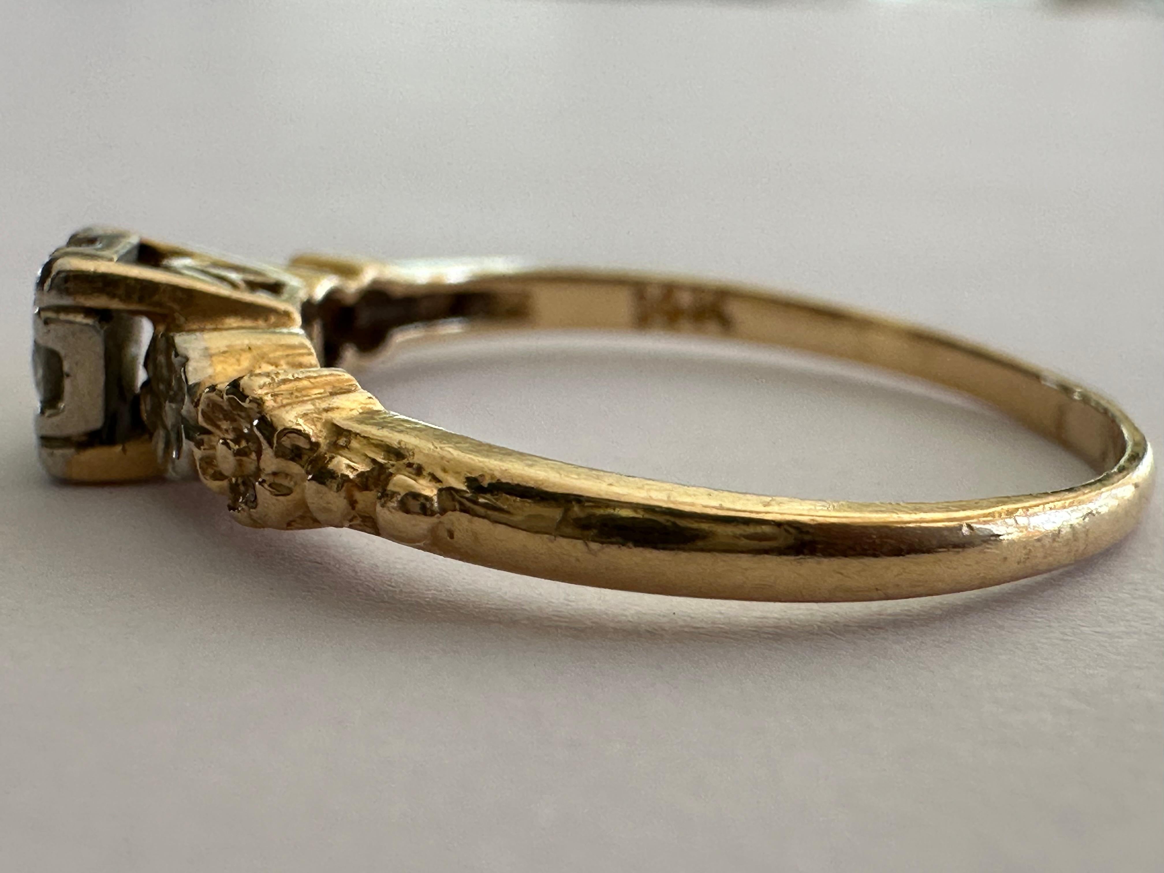 Retro Mid-Century Diamond Solitaire Flower Ring  For Sale
