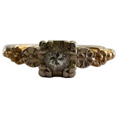 Bague à fleur solitaire en diamant du milieu du siècle