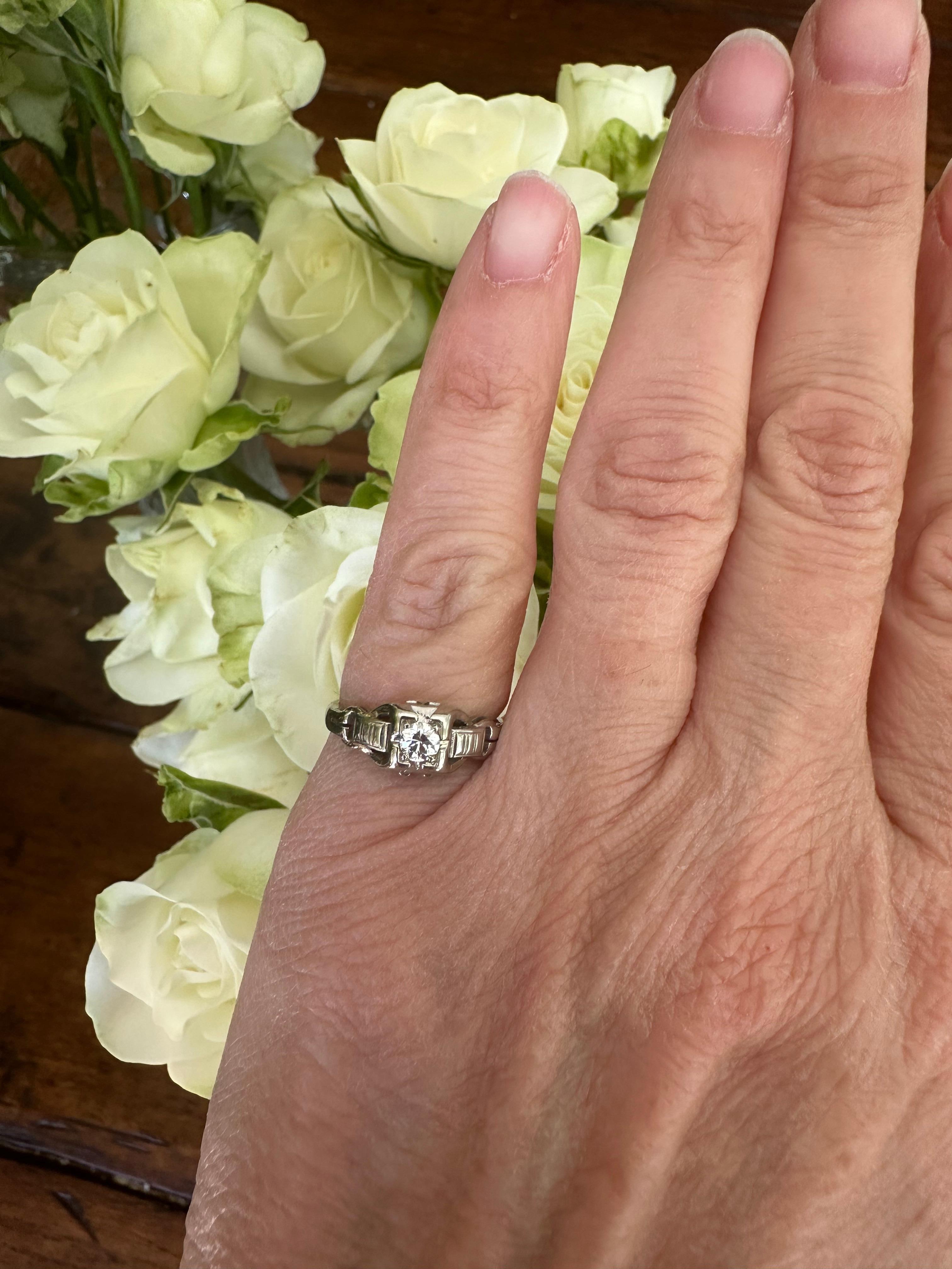 Mid-Century Diamond Solitaire Ring  For Sale 3