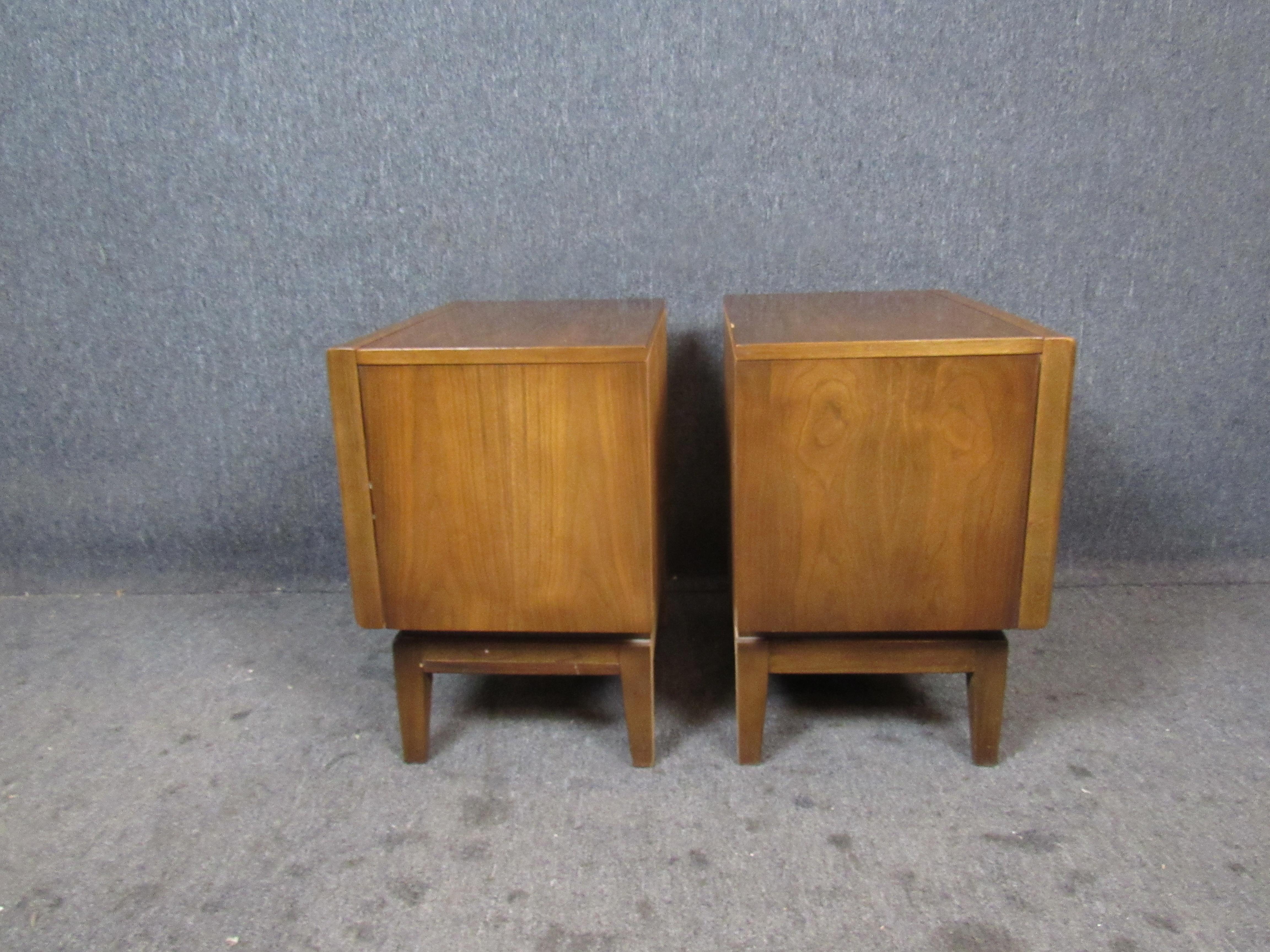 Walnut Midcentury Diamond Tables by United For Sale