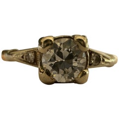 Bague de fiançailles à trois pierres en diamant du milieu du siècle dernier