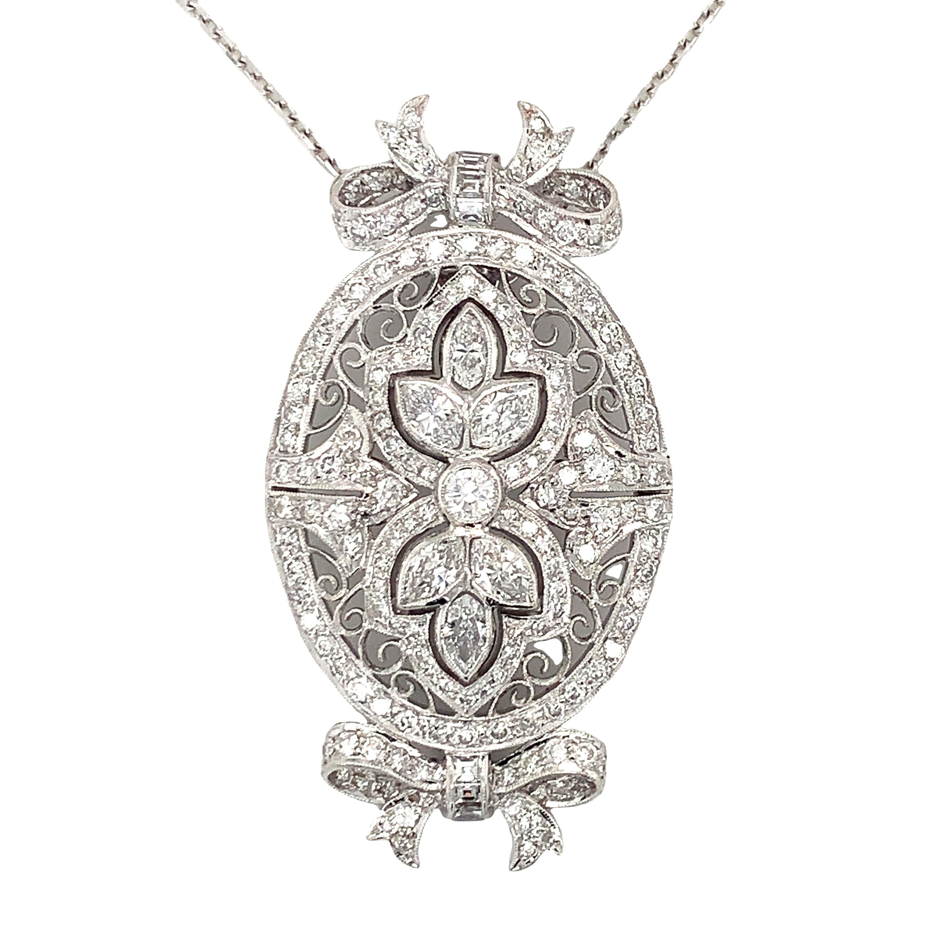 Mid-Century Diamond White Gold Pendant In Good Condition For Sale In Beverly Hills, CA