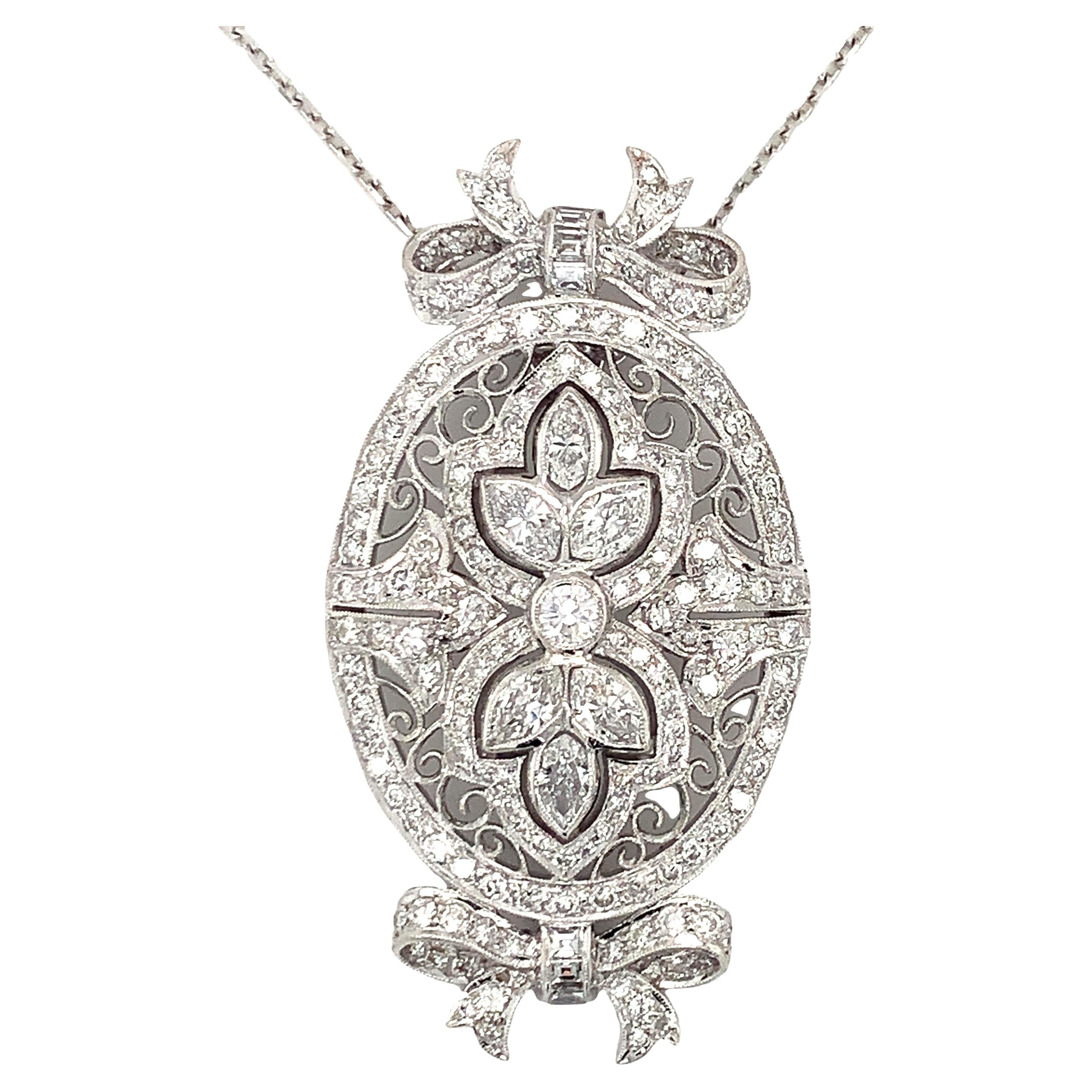 Mid-Century Diamond White Gold Pendant For Sale
