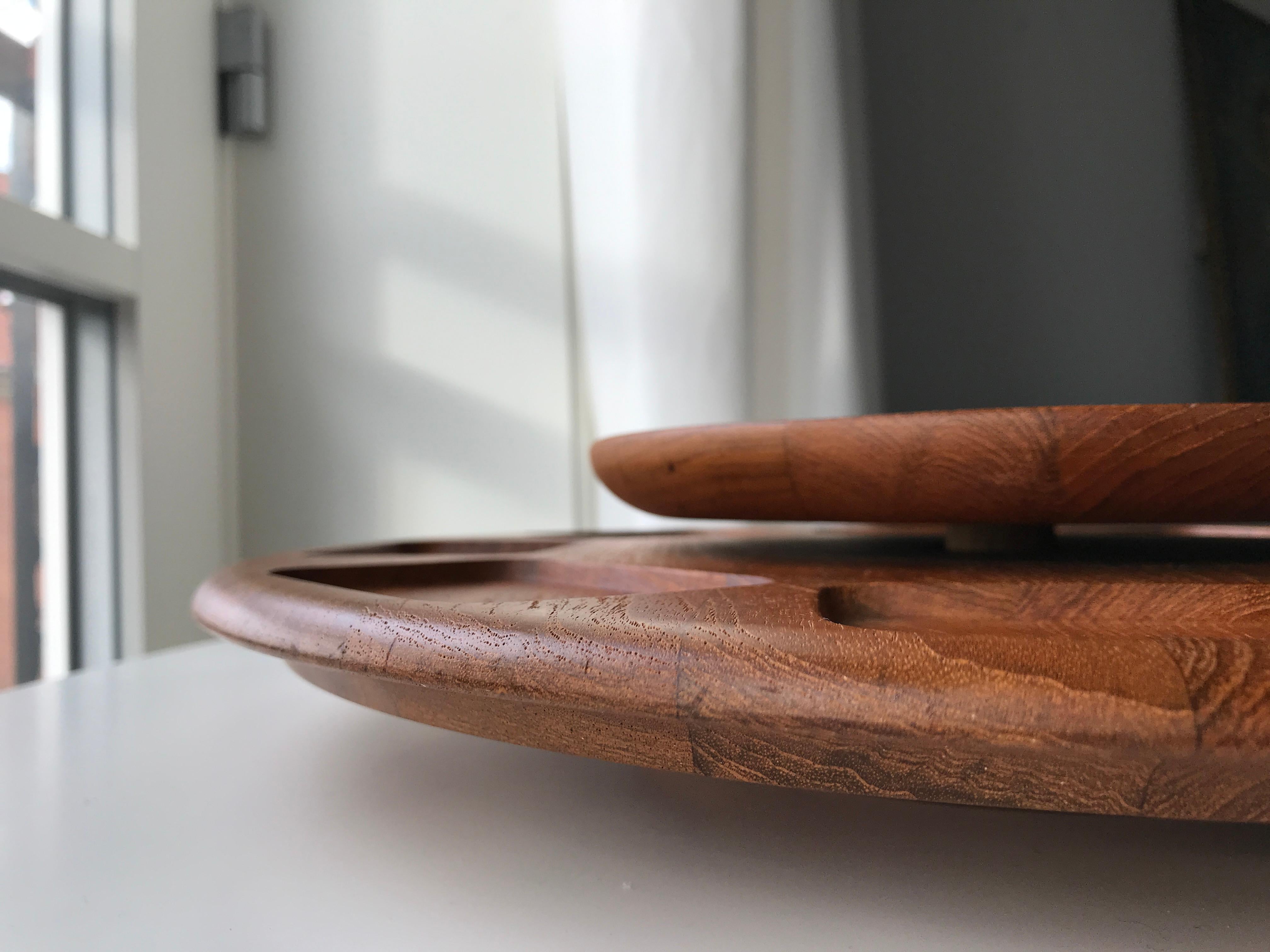 Mid-20th Century Mid-Century Digsmed Lazy Susan Solid Teak Tray For Sale