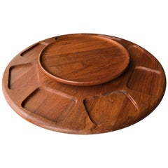 Mid-Century Digsmed Lazy Susan Solid Teak Tray