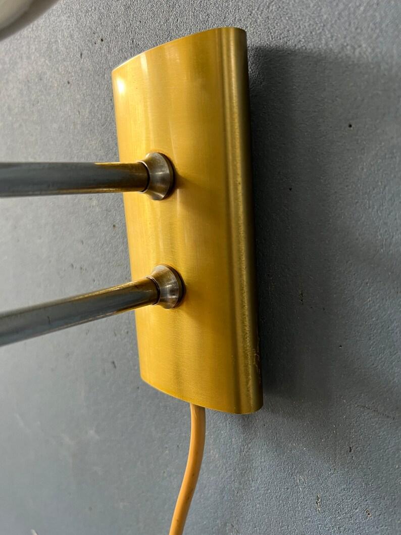 20th Century Mid Century Dijkstra Glass and Brass Sconce Wall Light, 1970s For Sale