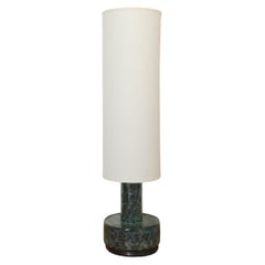 Mid-Century Dijkstra Lampen Green Lava Ceramic Table or Floor Lamp w/ Tall Shade