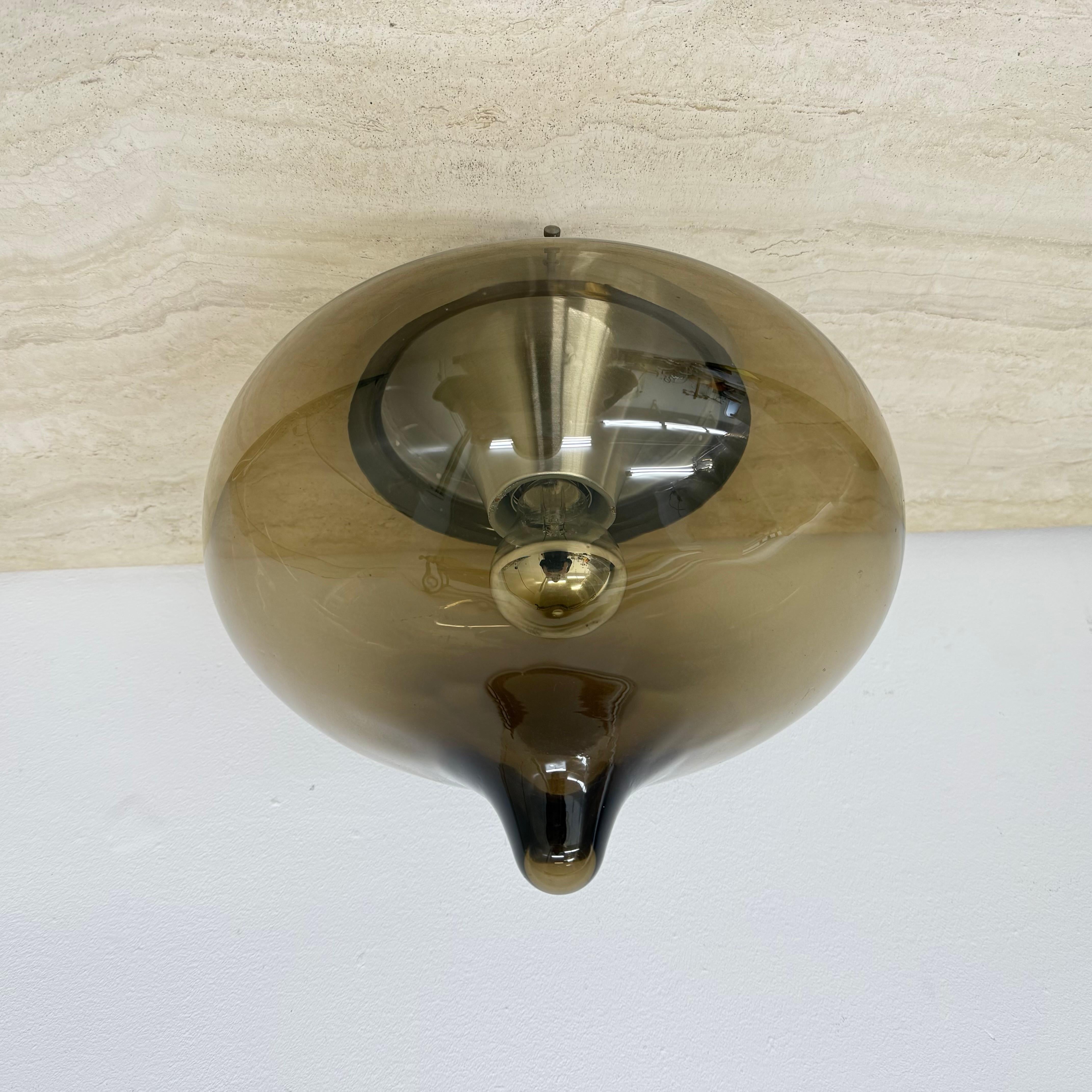 Lámpara de techo de cristal ahumado Dijkstra de mediados de siglo space age, años 70 en venta 4
