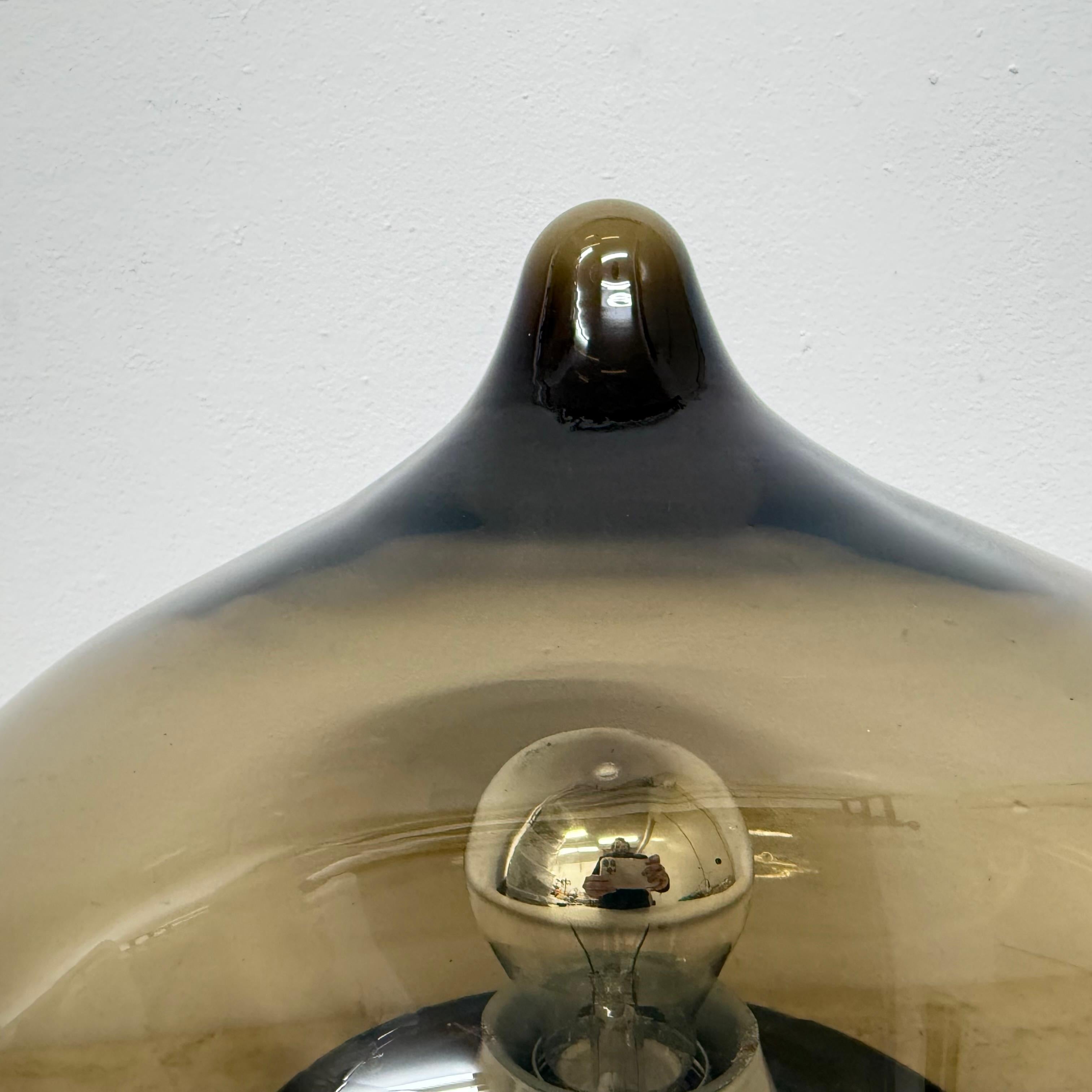 Lámpara de techo de cristal ahumado Dijkstra de mediados de siglo space age, años 70 en venta 5