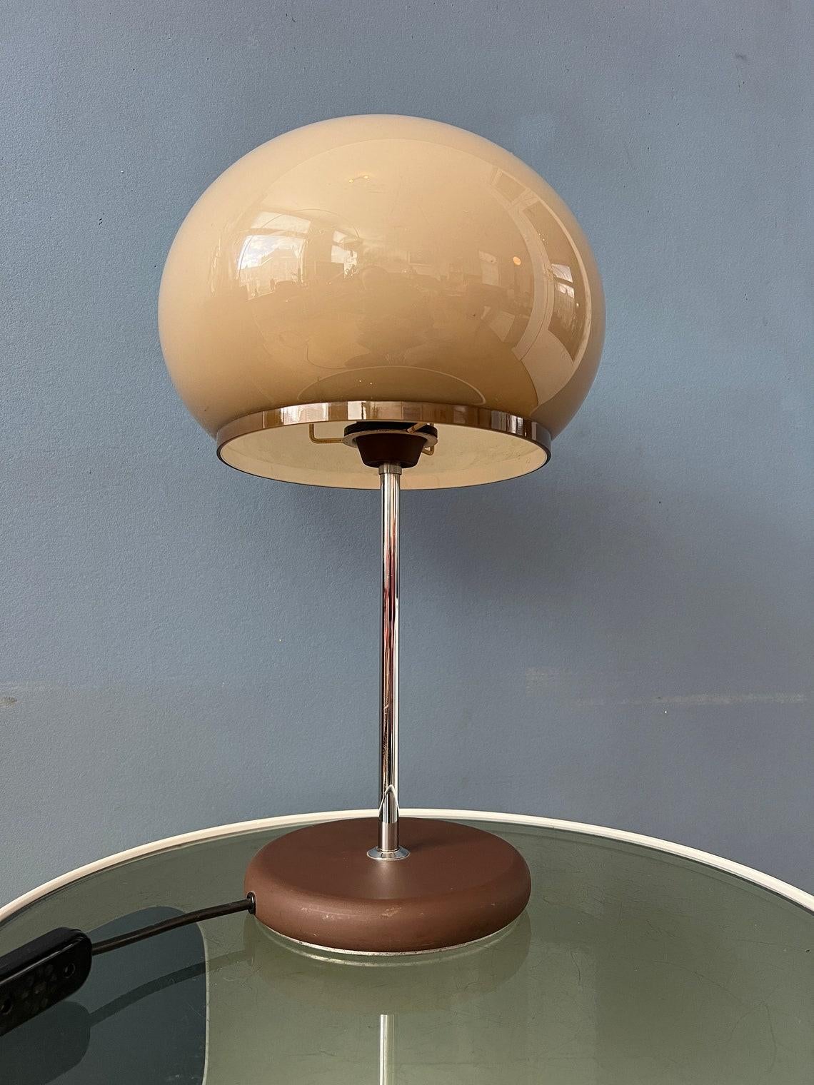 Metal Mid Century Dijkstra Space Age Mushroom Table Lamp, 1970s For Sale