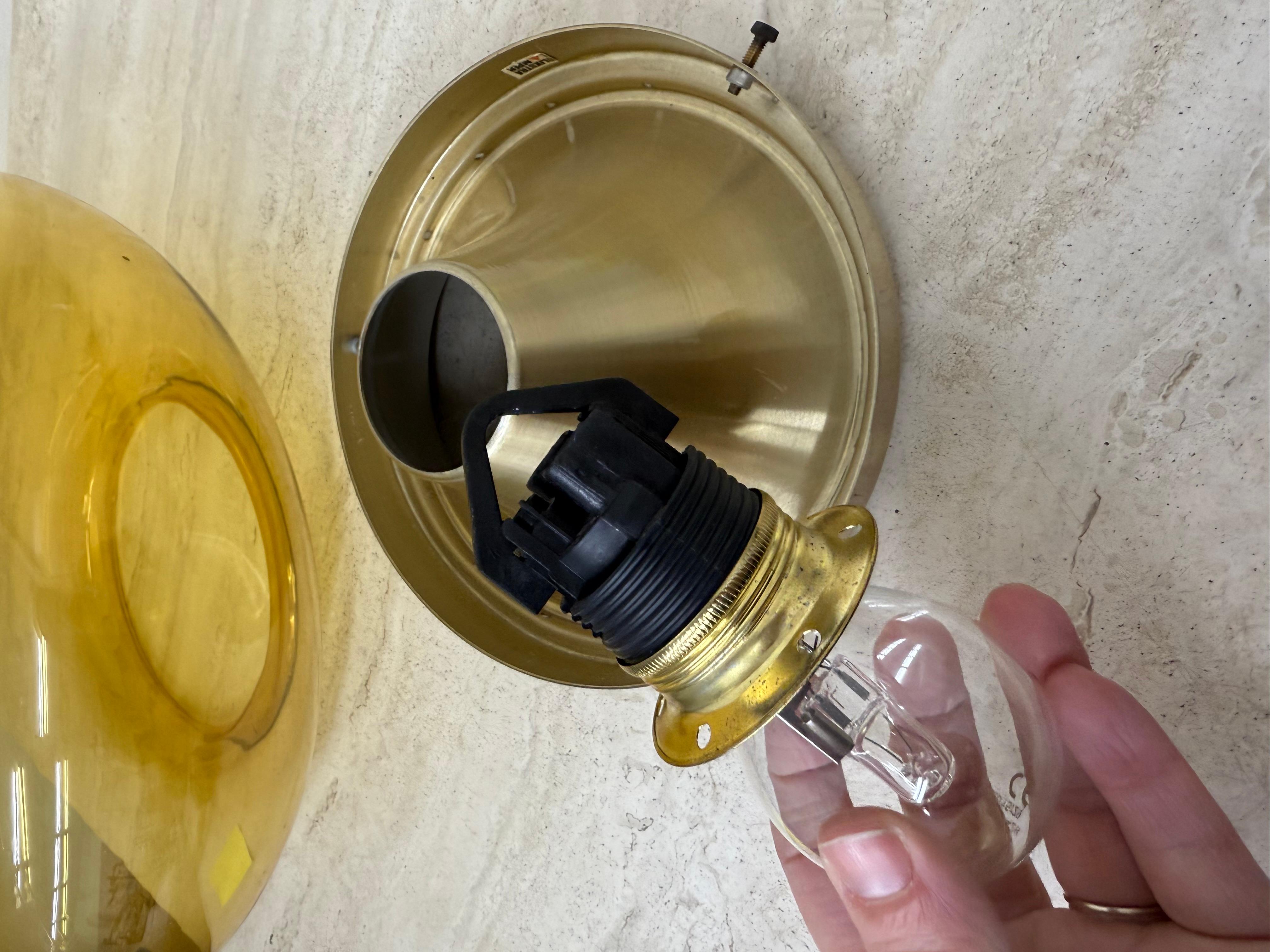 Plafonnier en verre jaune Dijkstra du milieu du siècle, âge de l'espace, années 1970 en vente 4