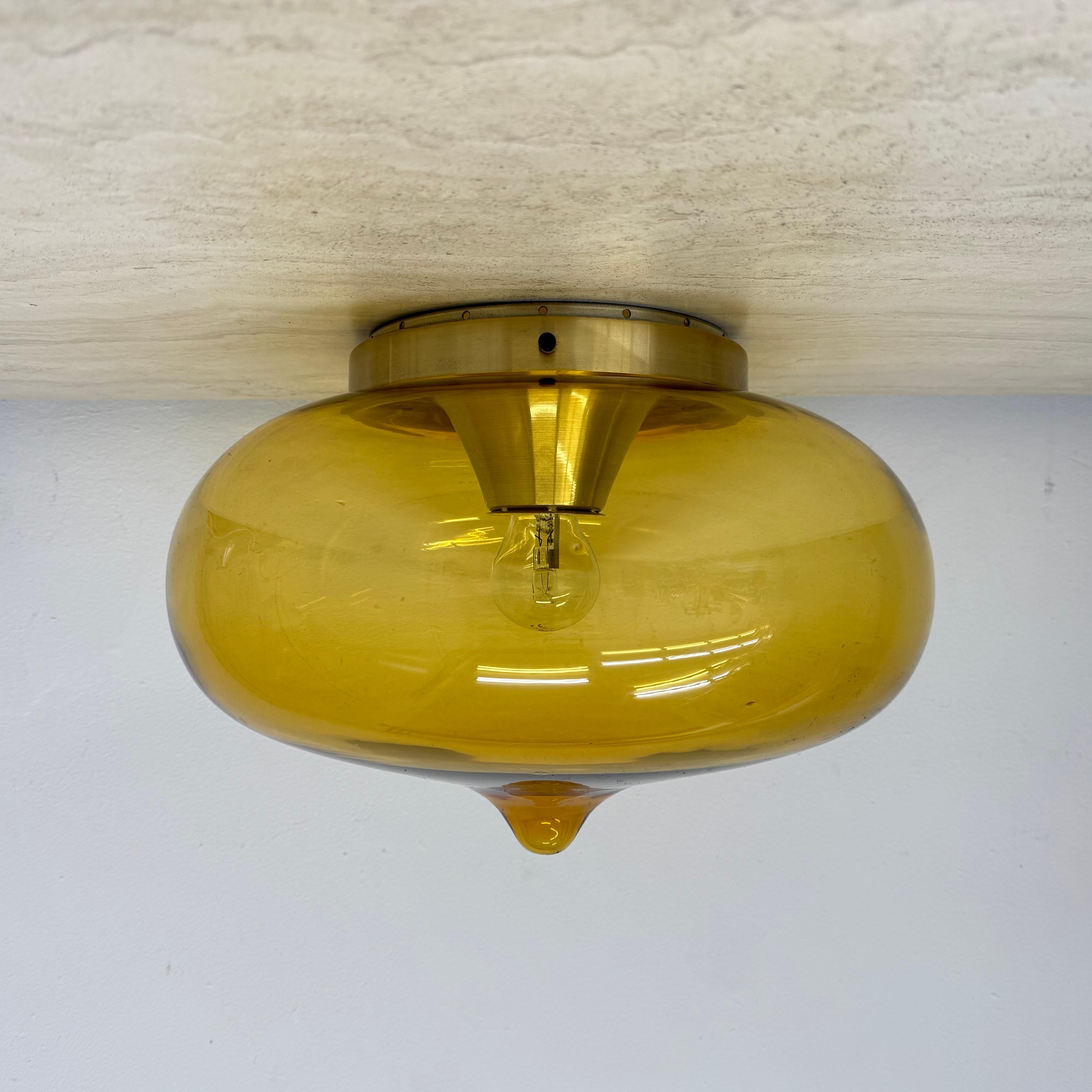 Plafonnier en verre fumé Dijkstra du milieu du siècle dernier, âge de l'espace, 1970