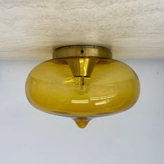 Mid-century Dijkstra yellow glass ceiling lamp space age, 1970’s