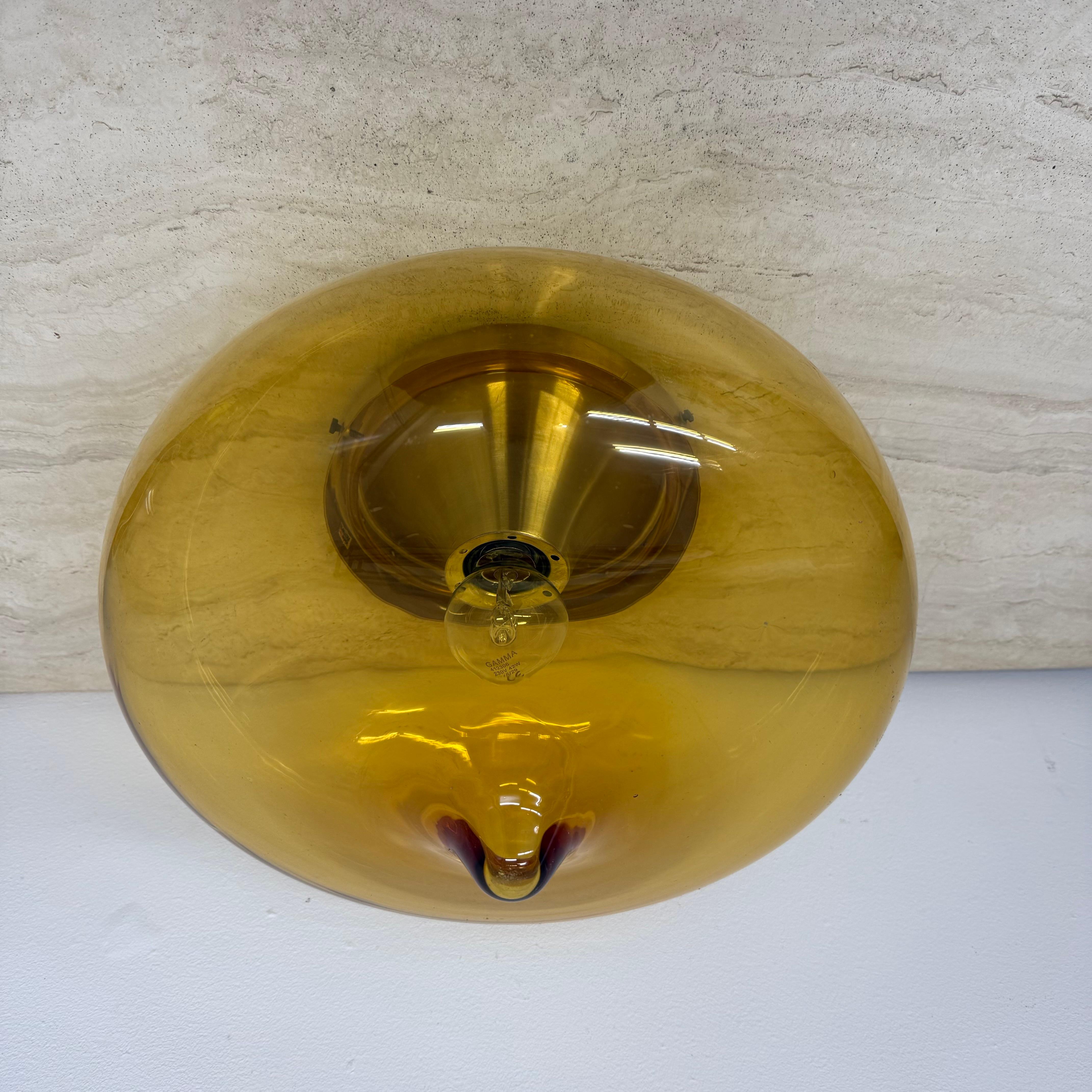 Fin du 20e siècle Plafonnier en verre jaune Dijkstra du milieu du siècle, âge de l'espace, années 1970 en vente