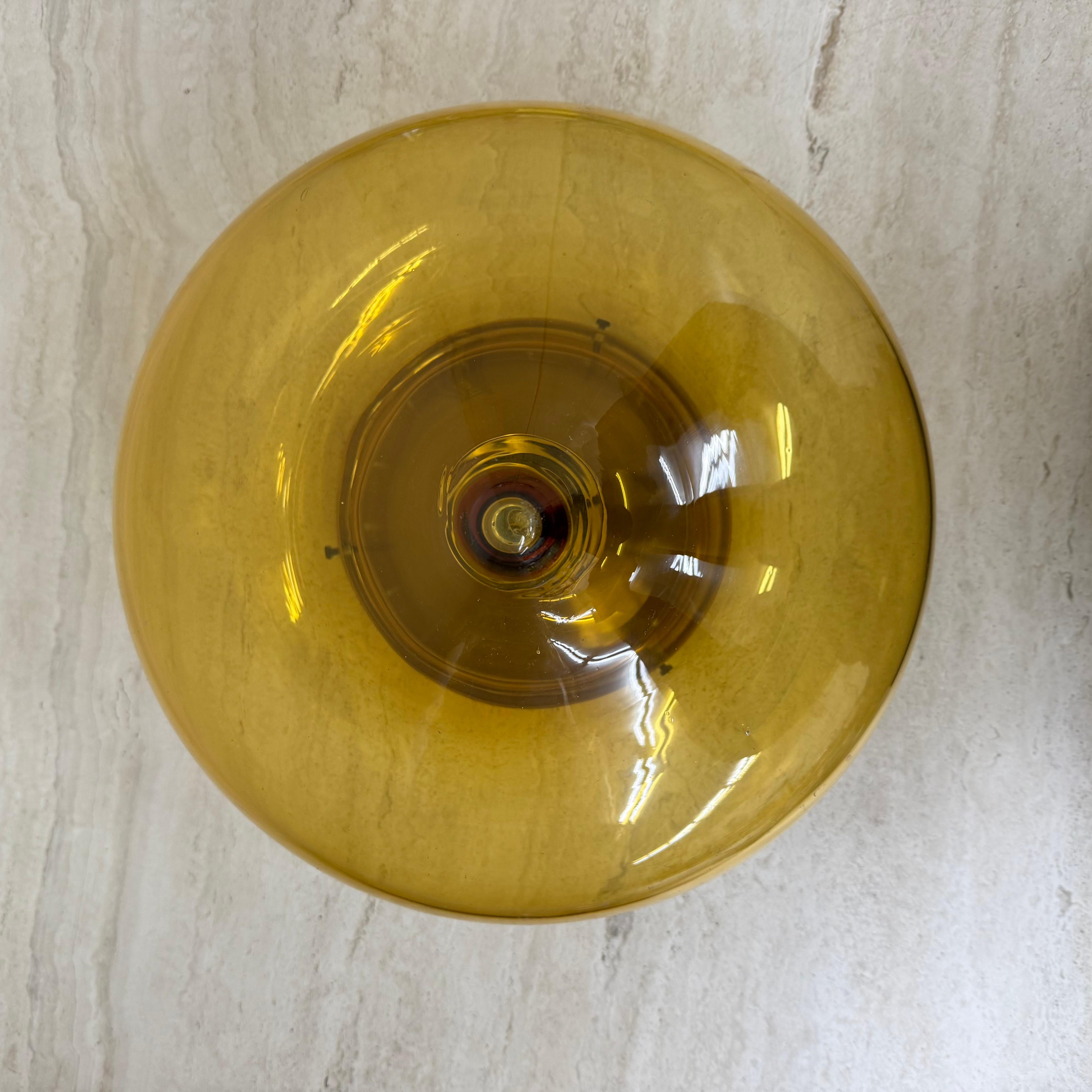 Verre Plafonnier en verre jaune Dijkstra du milieu du siècle, âge de l'espace, années 1970 en vente