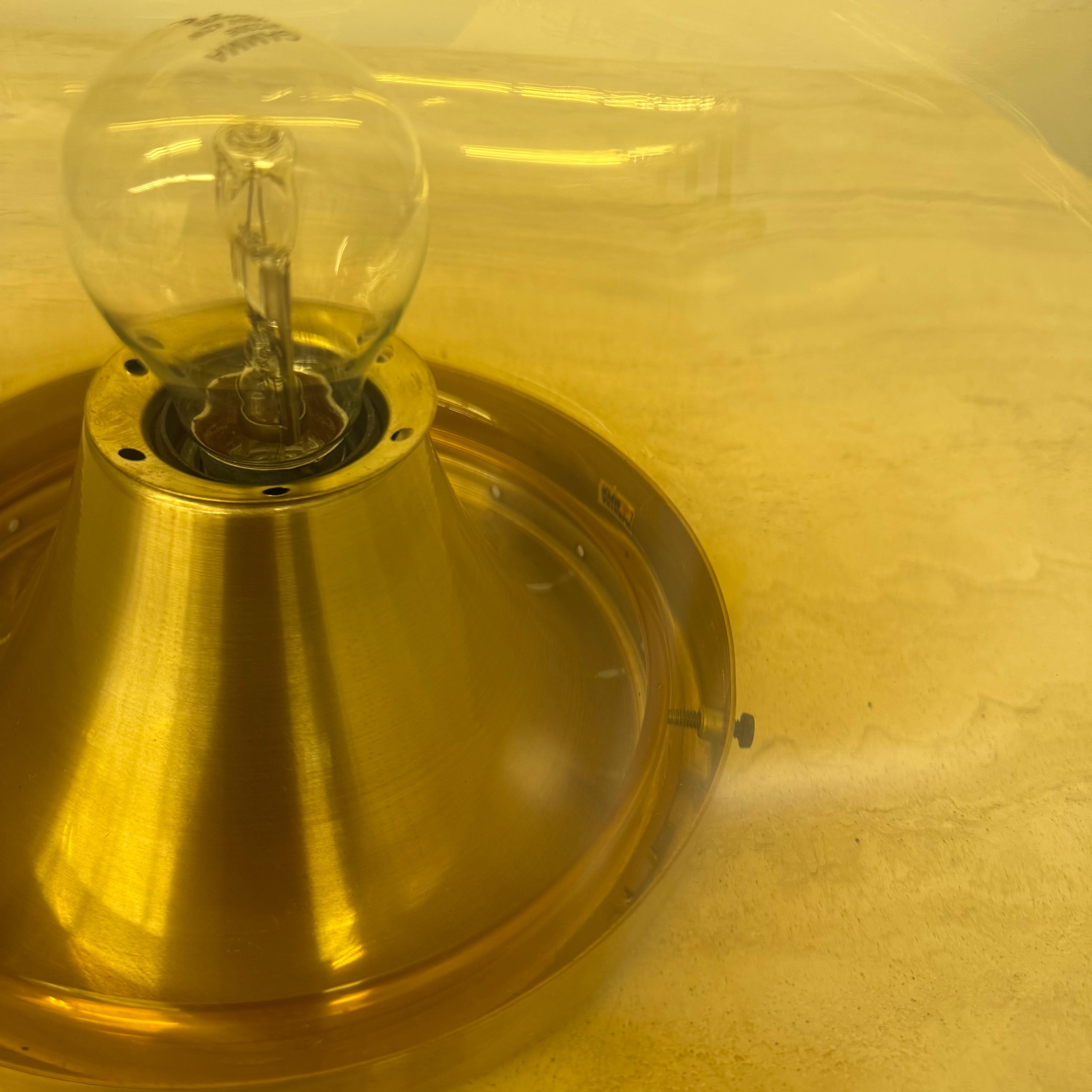 Plafonnier en verre jaune Dijkstra du milieu du siècle, âge de l'espace, années 1970 en vente 1