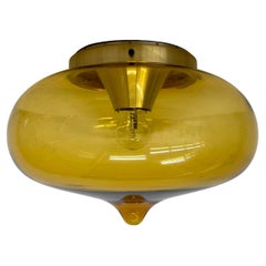 Mid-century Dijkstra yellow glass ceiling lamp space age, 1970’s