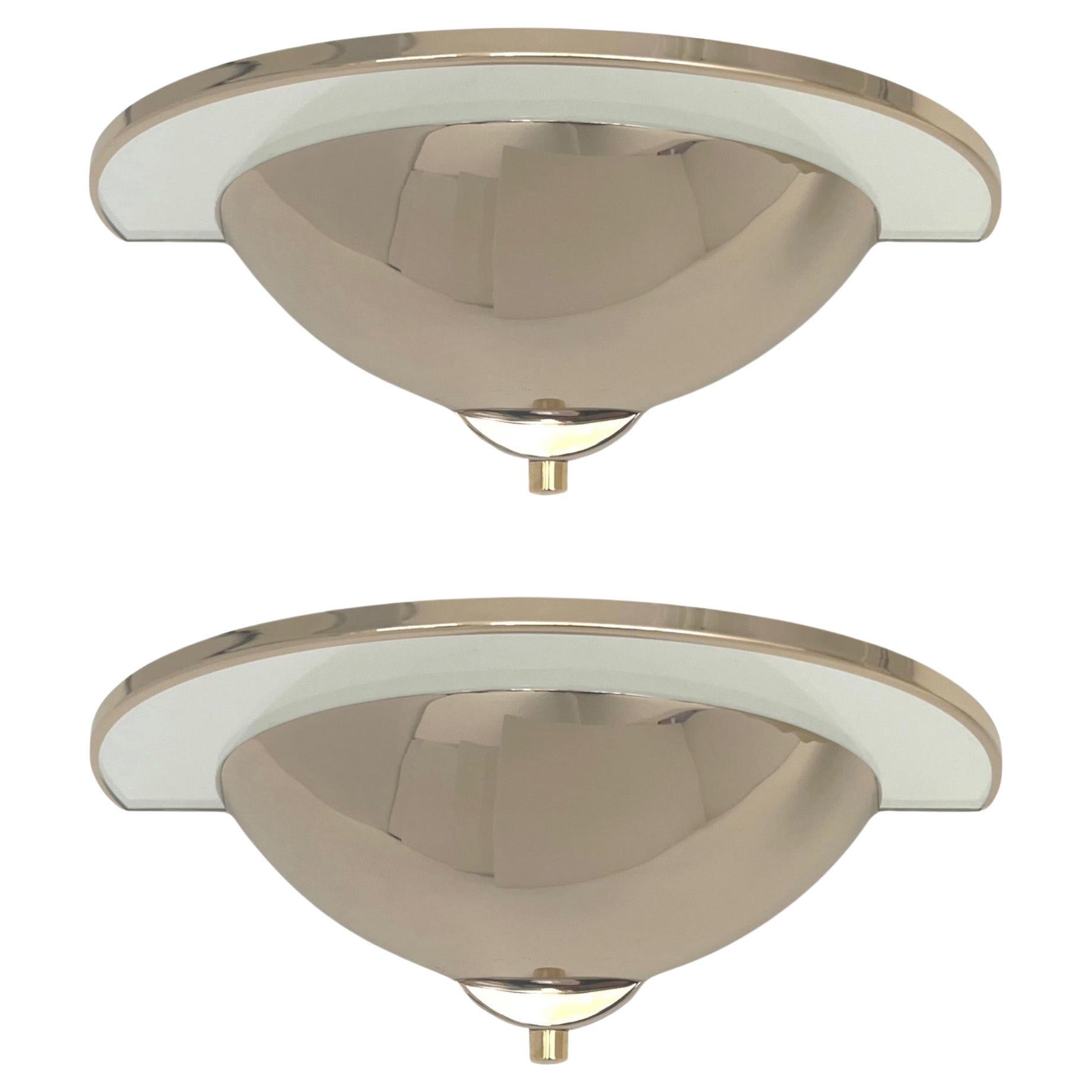 Postmodern Dimmable Gold Pair of Wall Sconces by Estiluz, Barcelona, 1980s For Sale