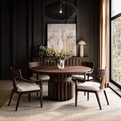 Poltrona da pranzo del metà secolo - Finitura noce, seduta crema