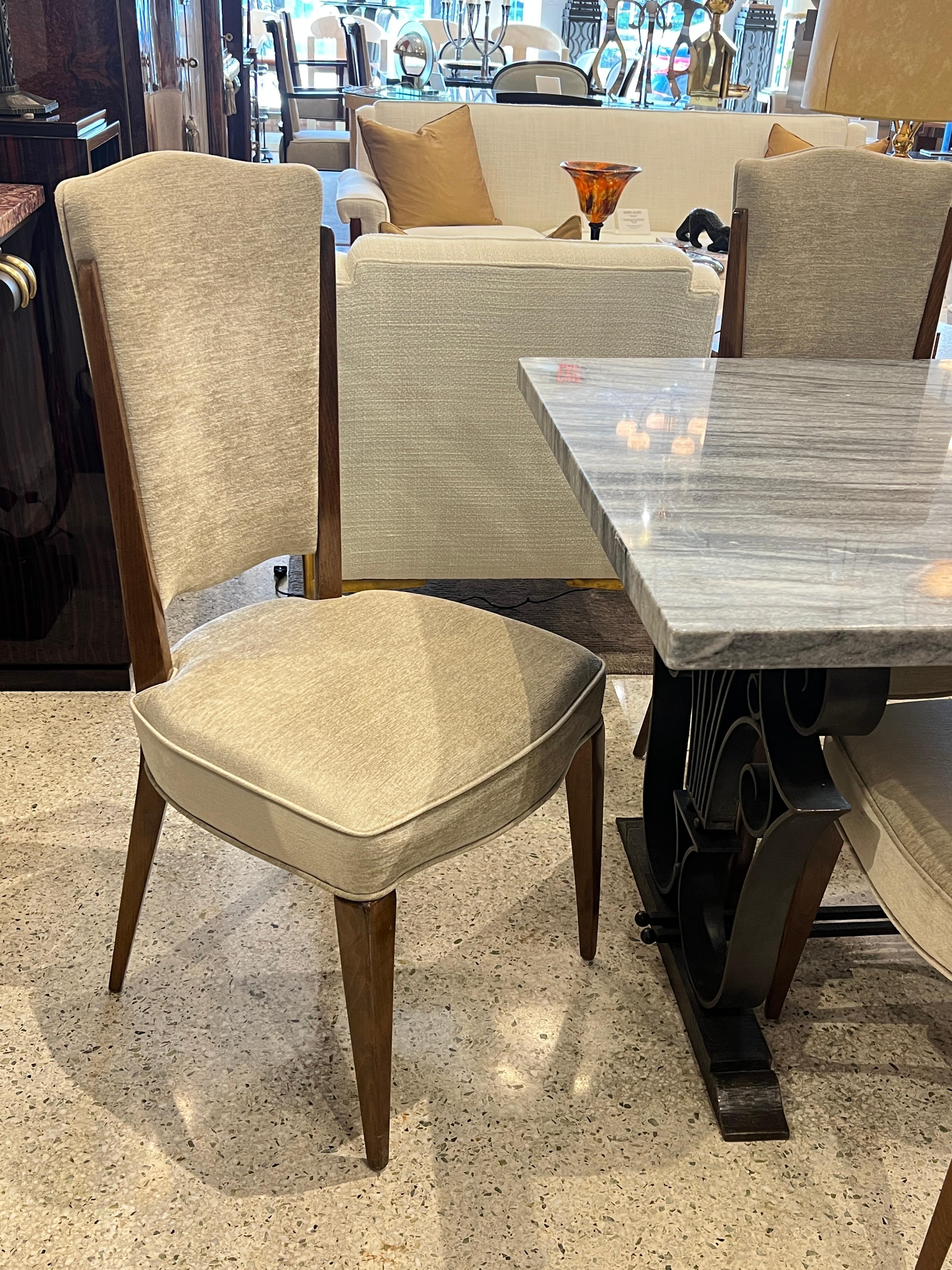 Velvet Mid-Century Dining Chair Set '8 Chairs' For Sale